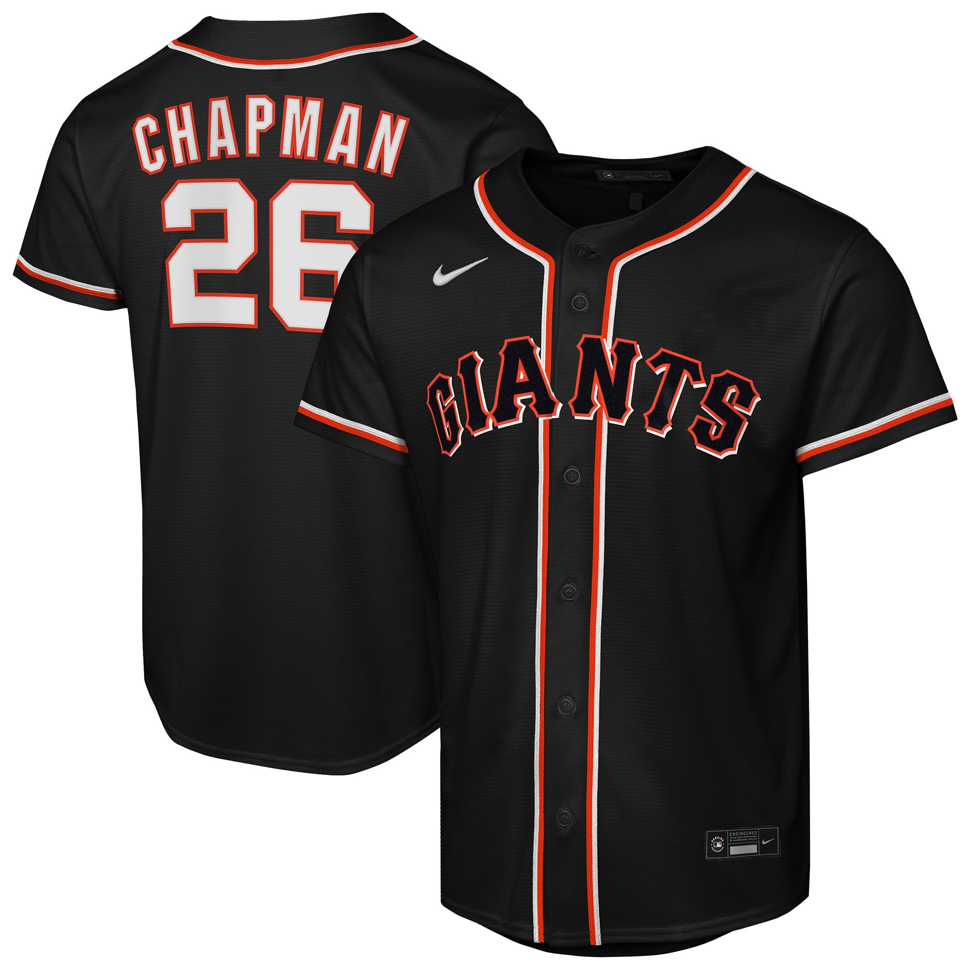 Matt Chapman San Francisco Giants Youth Fashion Player Jersey - Black - Image 2