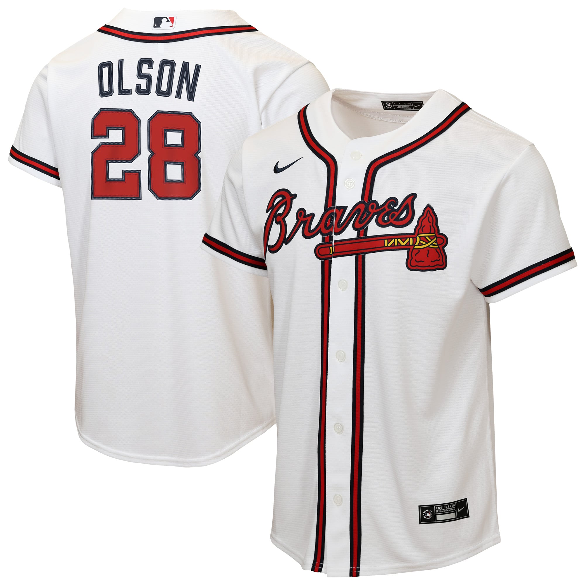 Matt Olson Atlanta Braves Youth Home Jersey - White - Image 2