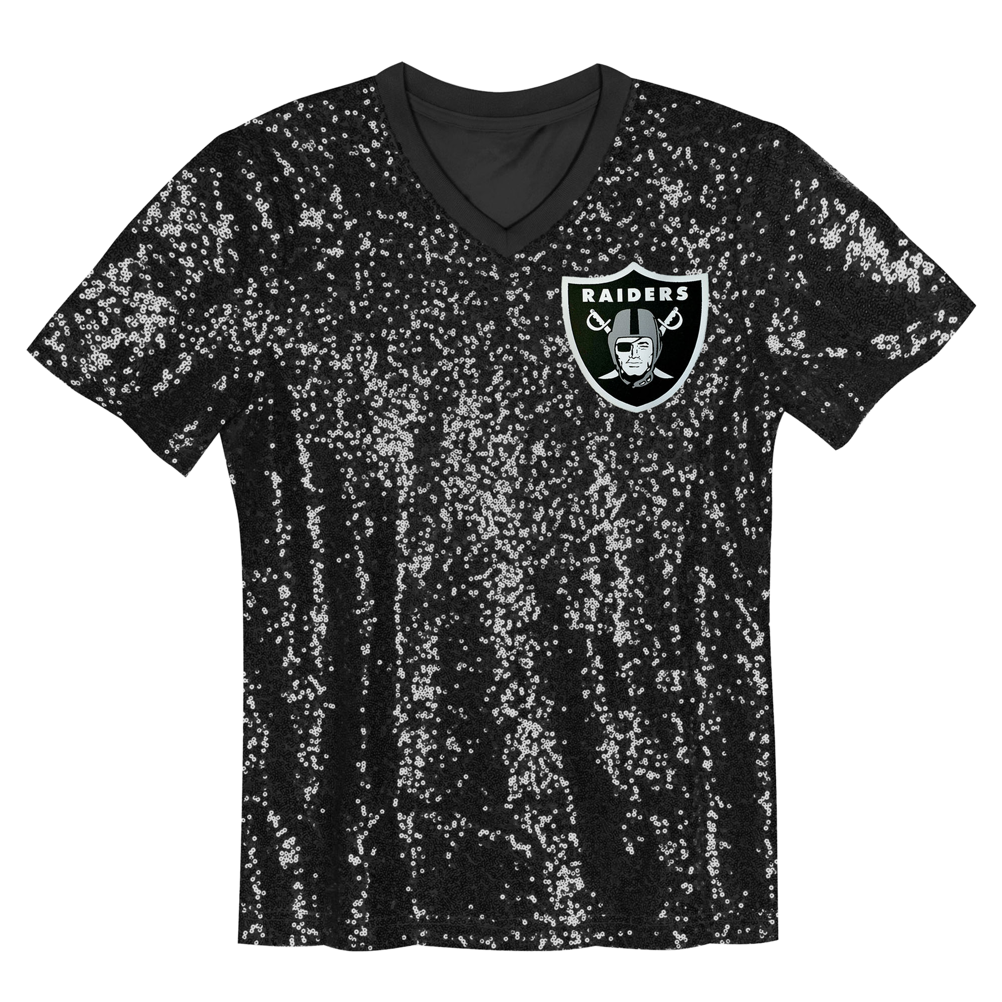 Maxx Crosby Las Vegas Raiders Girls Youth Sequin V-Neck Fashion Jersey - Black - Image 3