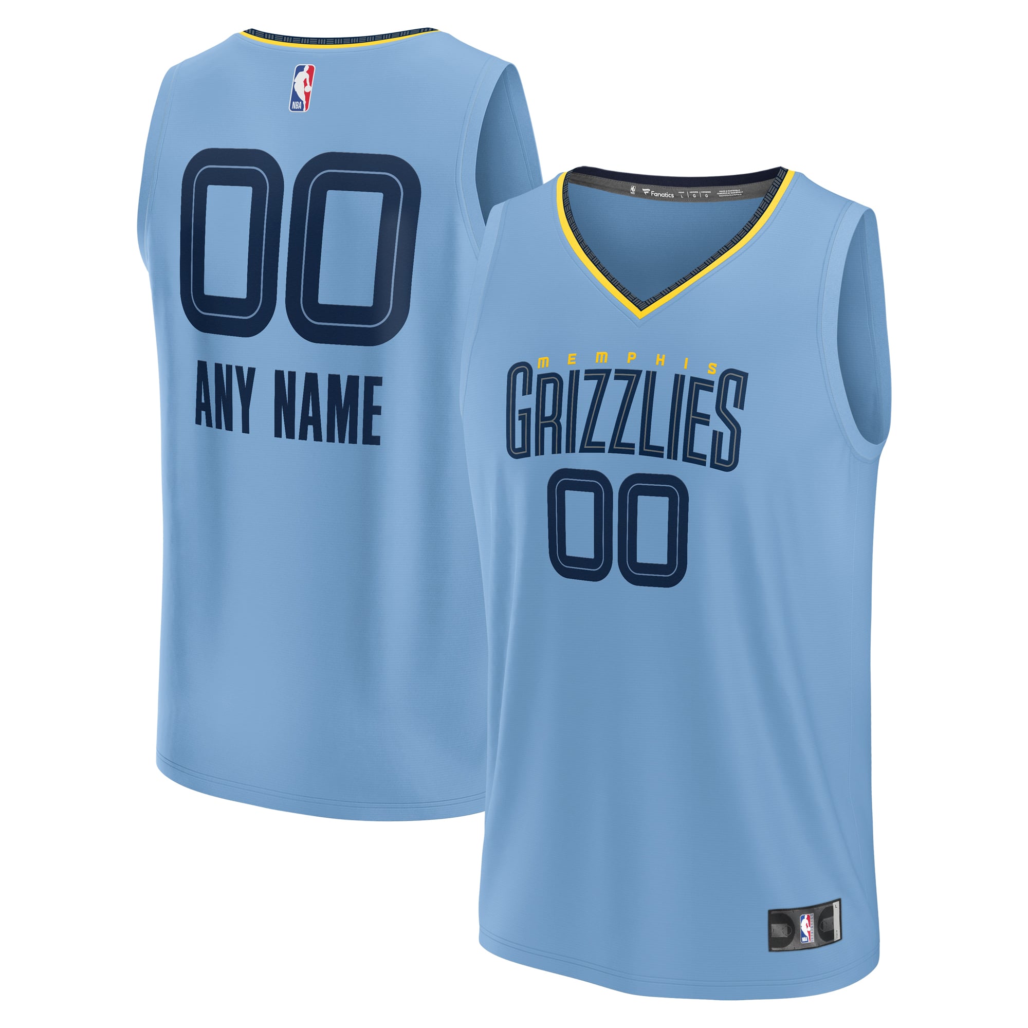 Memphis Grizzlies Custom Fast Break Jersey - Statement Edition - Light Blue - Image 2