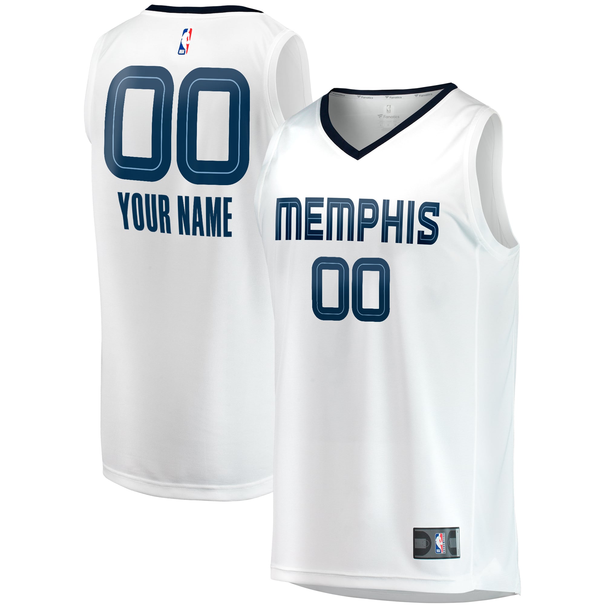 Memphis Grizzlies Youth Fast Break Custom Jersey - Association Edition - White - Image 2