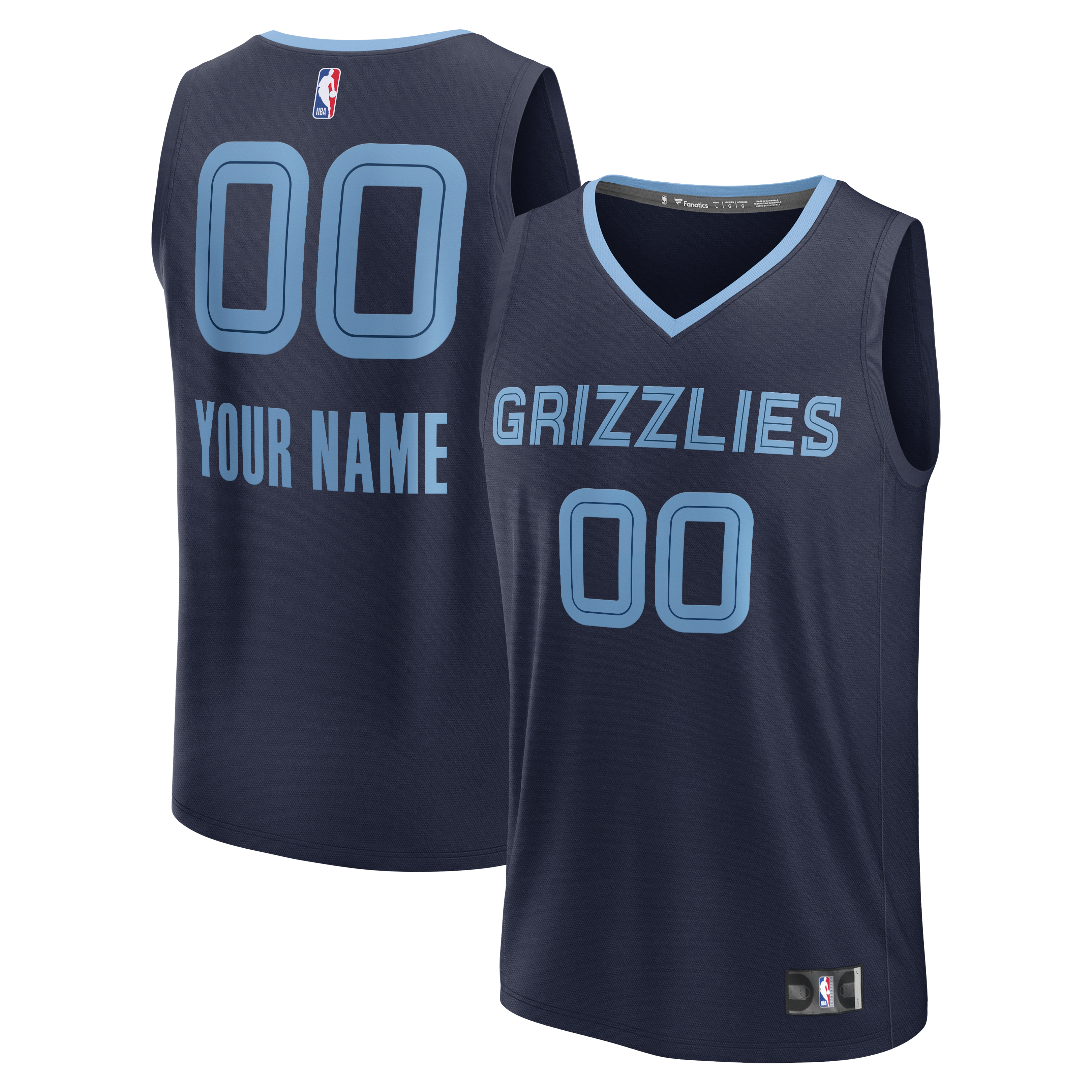 Memphis Grizzlies Youth Fast Break Custom Jersey - Statement Edition - Navy