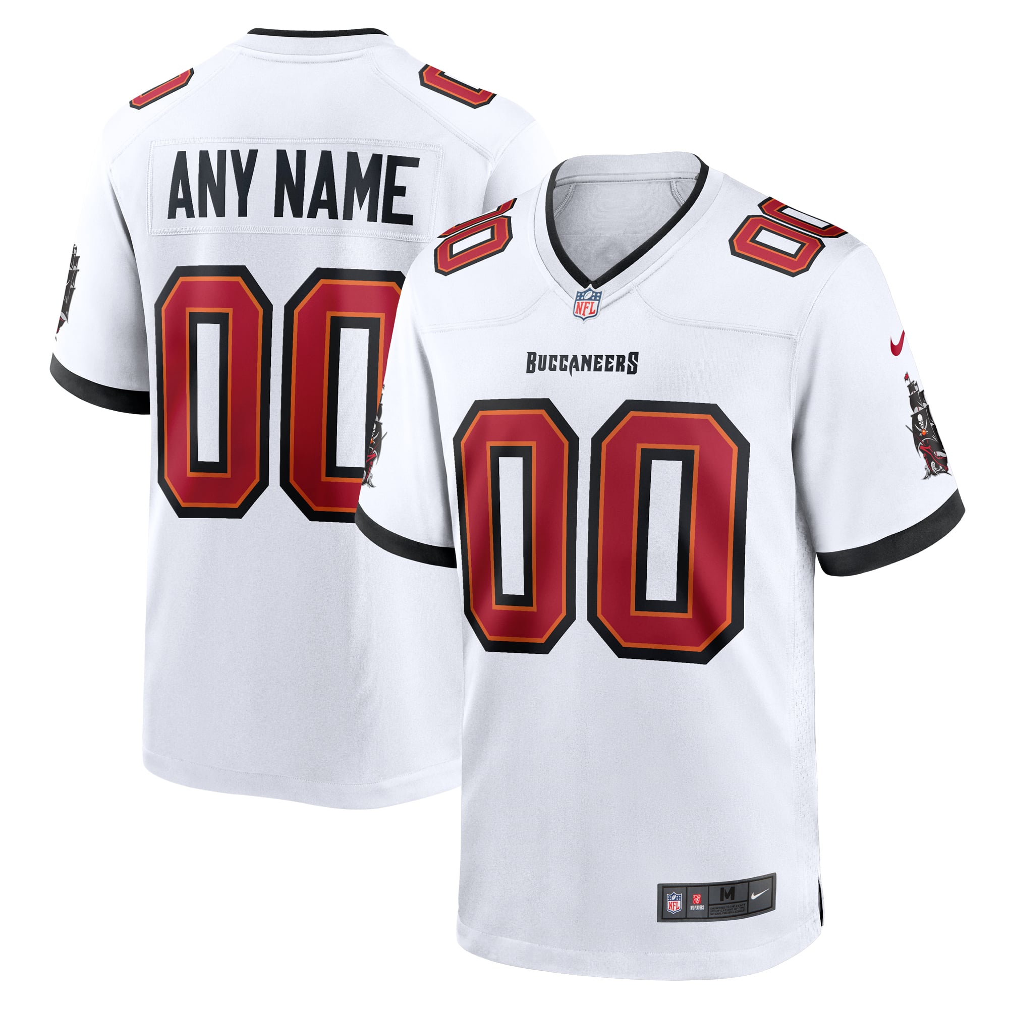 Men's Red Tampa Bay Buccaneers Team Custom Game Jersey - White