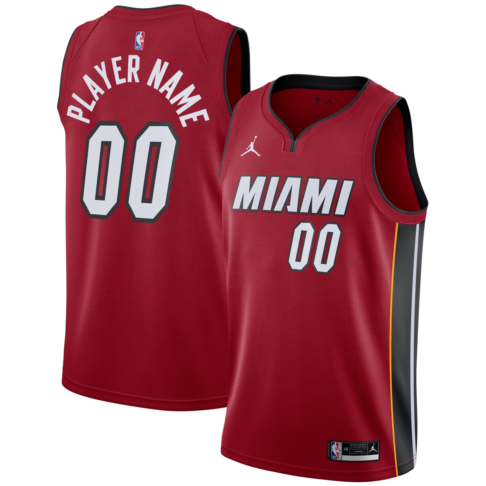 Miami Heat Jordan Brand Swingman Custom Jersey - Statement Edition - Red - Image 2