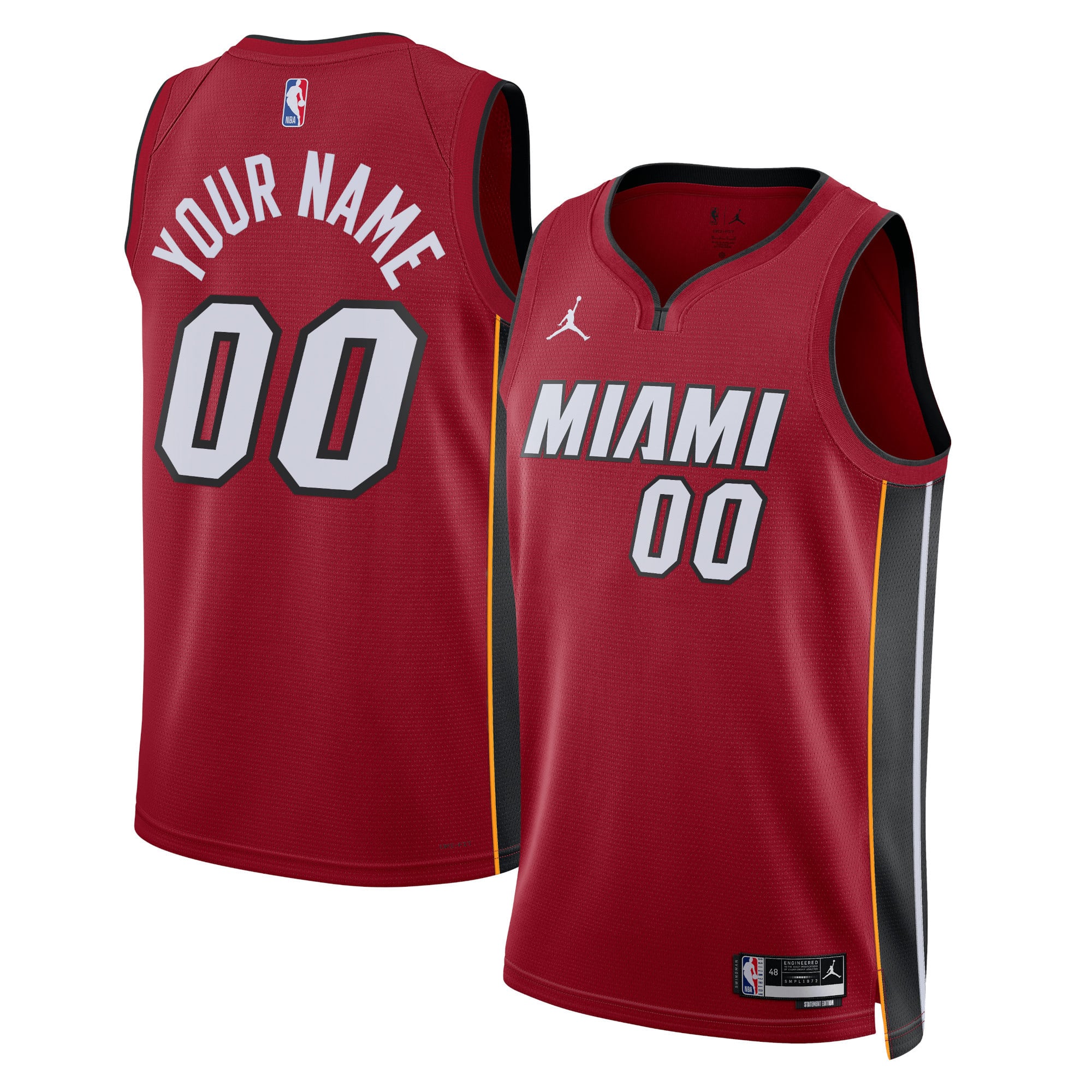 Miami Heat Jordan Brand Unisex 2022/23 Swingman Custom Jersey - Statement Edition - Red - Image 2