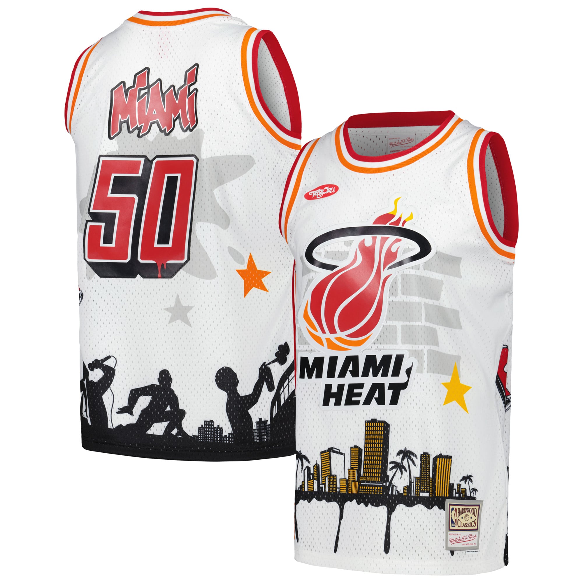Miami Heat x Tats Cru Hardwood Classics Fashion Jersey - White - Image 2