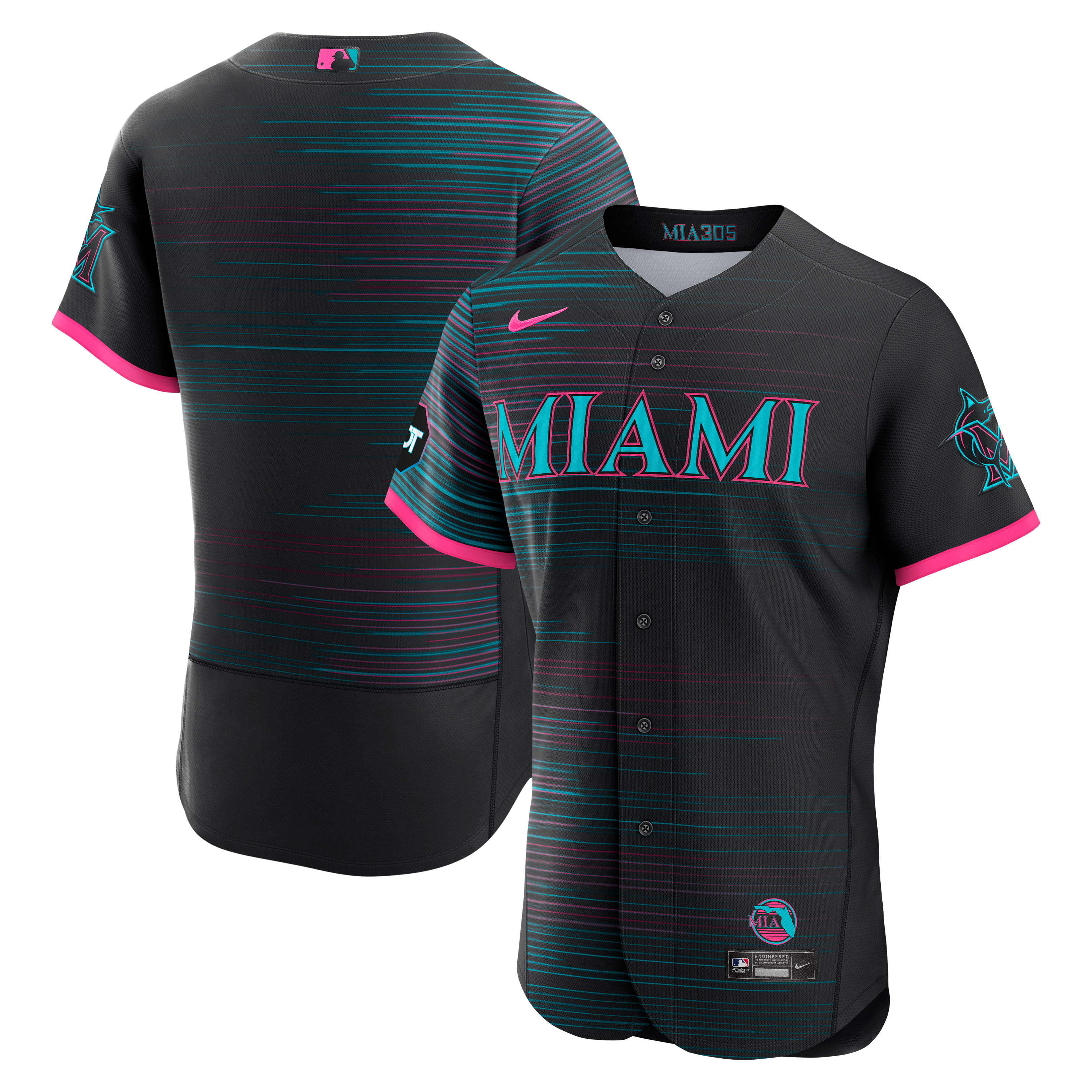 Miami Marlins City Connect Sponsor Patch Jersey - Black - Image 2