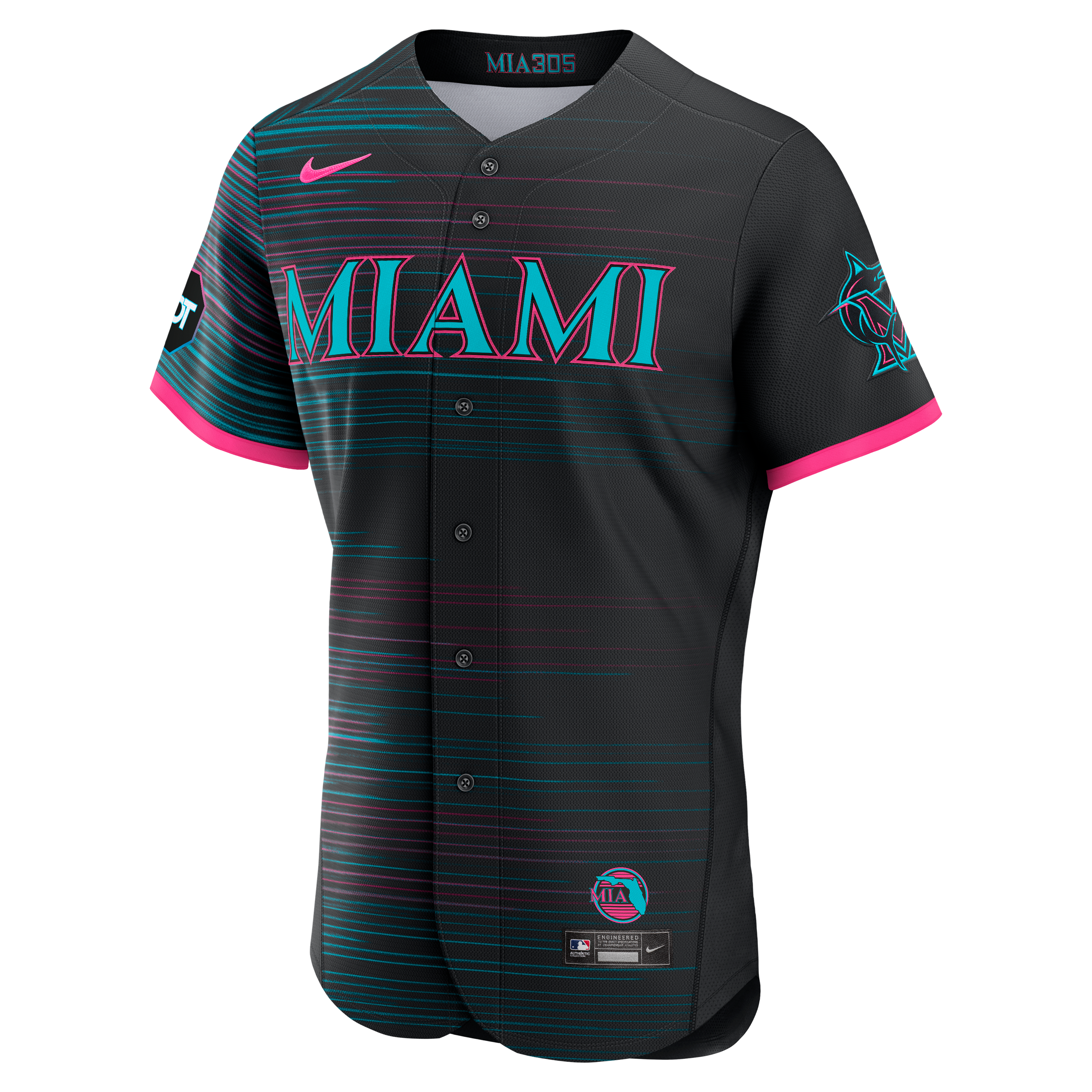 Miami Marlins City Connect Sponsor Patch Jersey - Black - Image 3