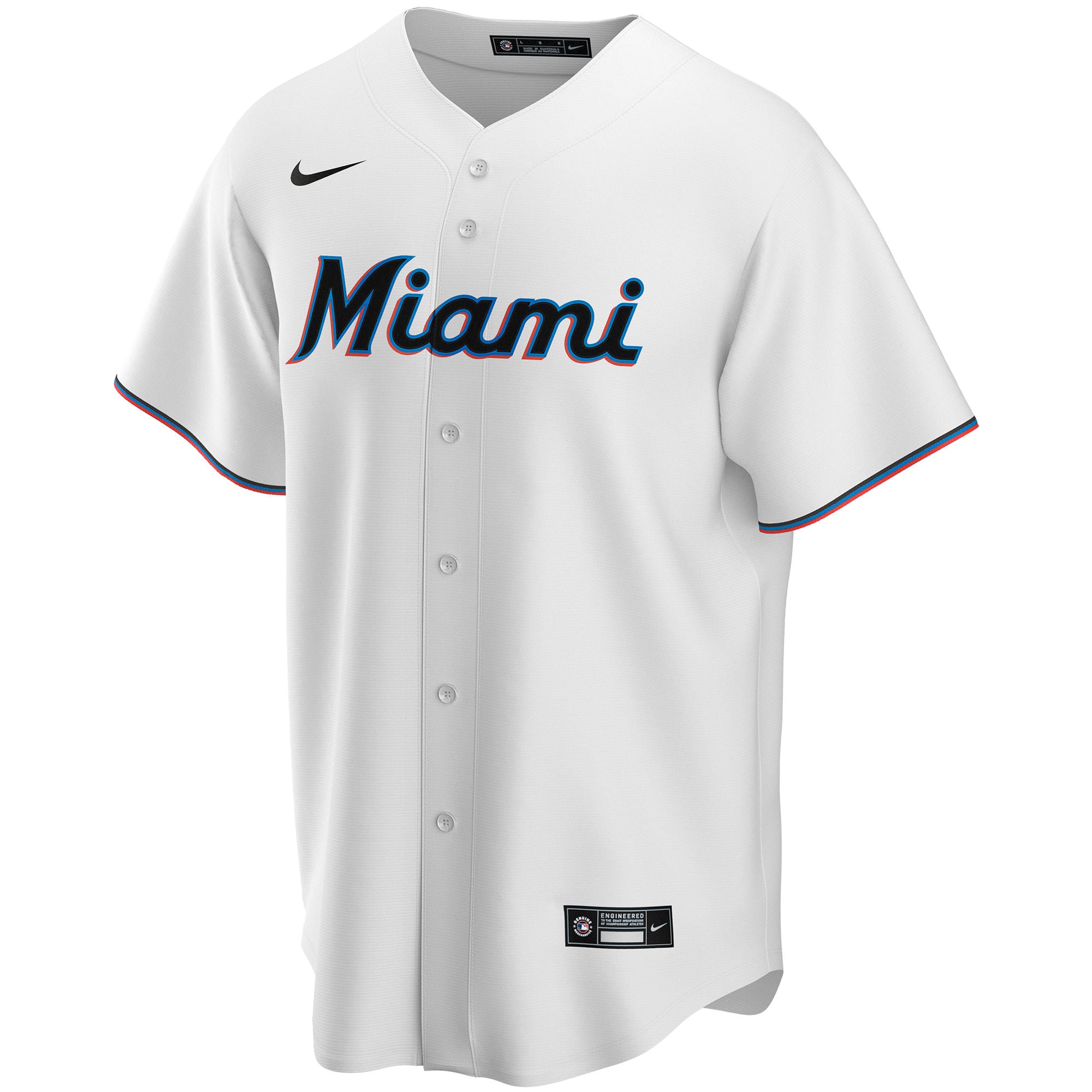 Miami Marlins Home Custom Jersey - White - Image 3