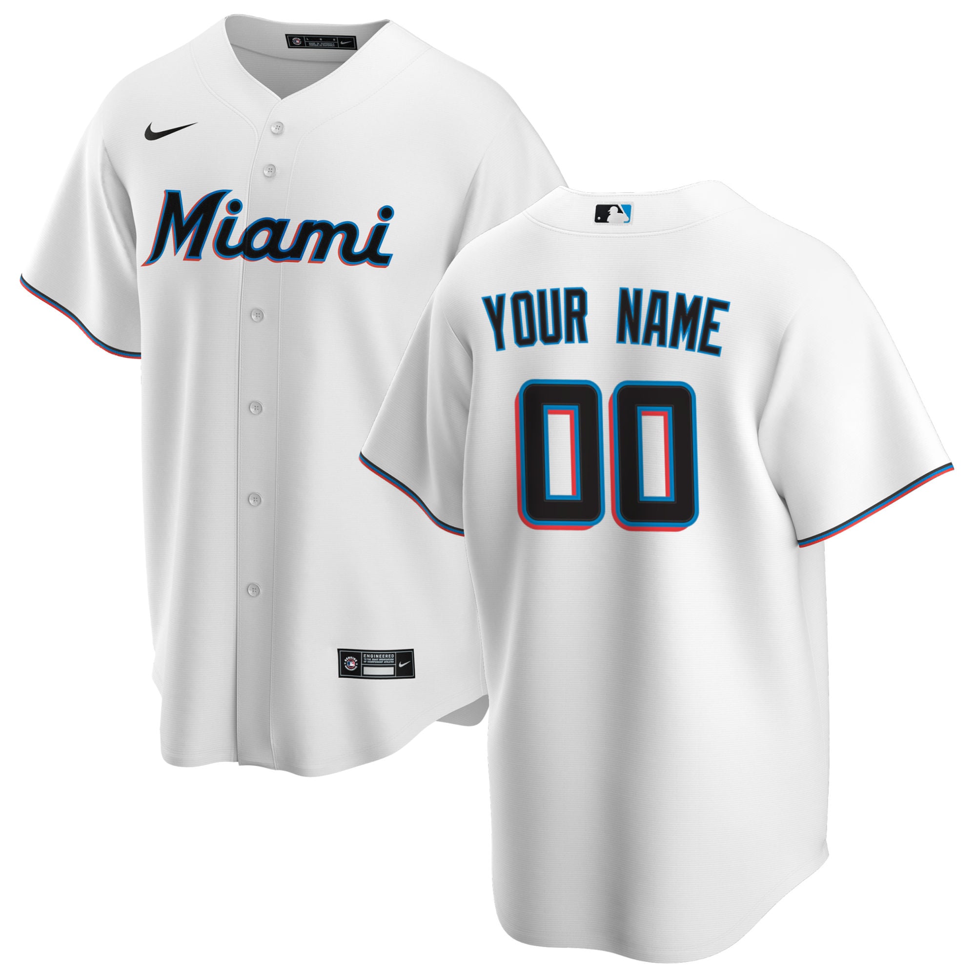 Miami Marlins Home Custom Jersey - White