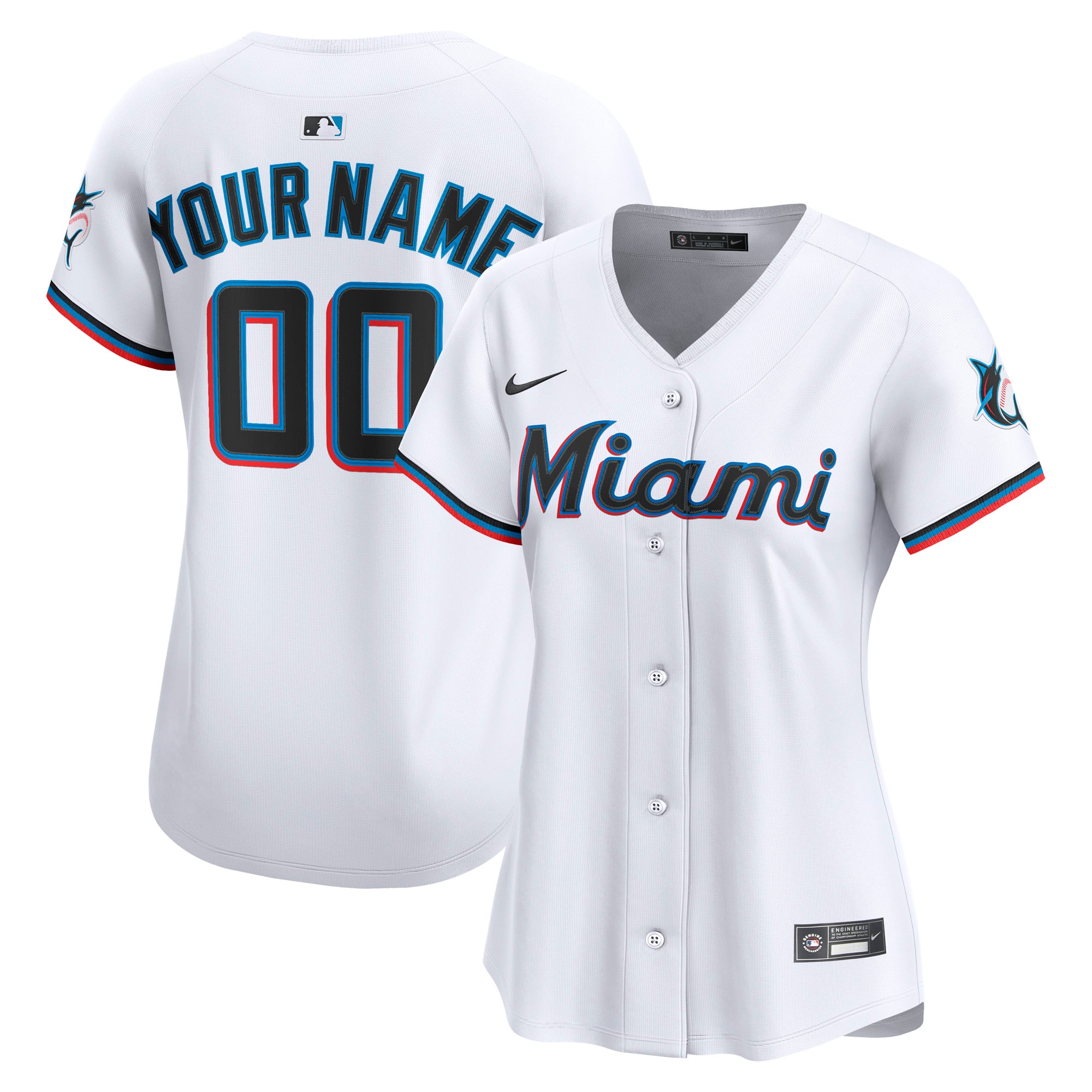 Miami Marlins Women's Home Limited Custom Jersey - White - Image 2