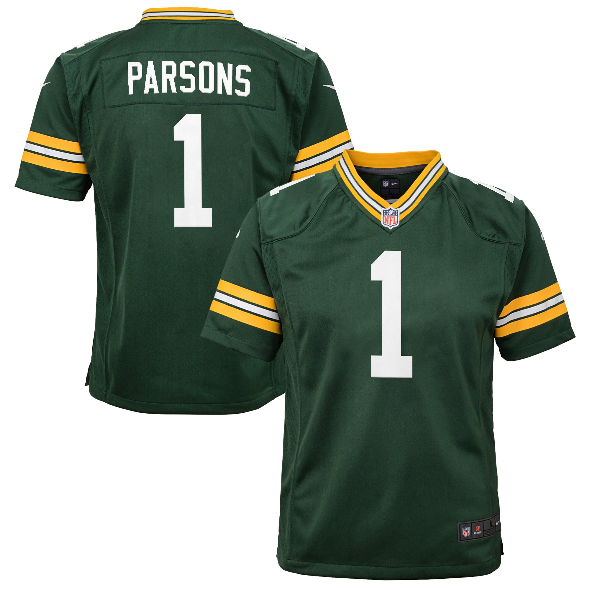 Micah Parsons Green Bay Packers Youth White Game Jersey - Green
