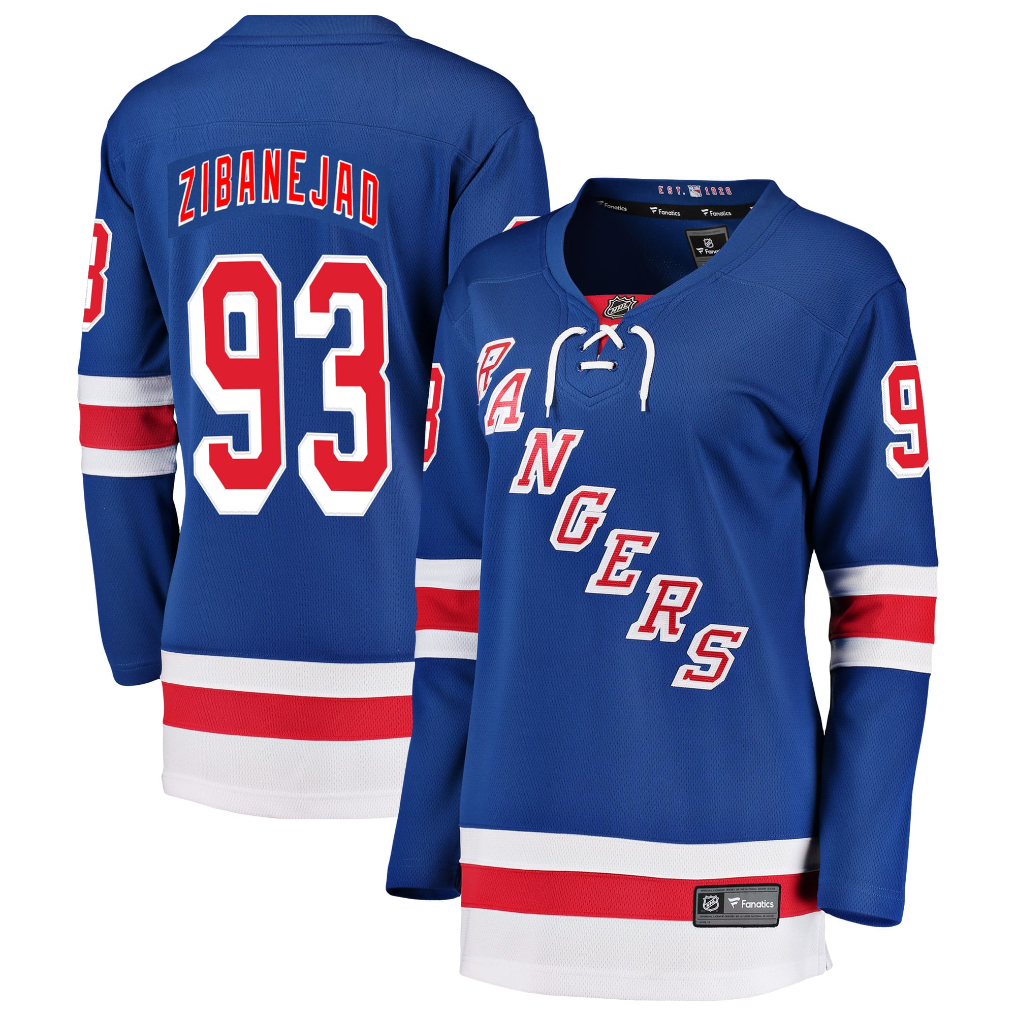 Mika Zibanejad New York Rangers Women's Breakaway Player Jersey - Blue - Image 2