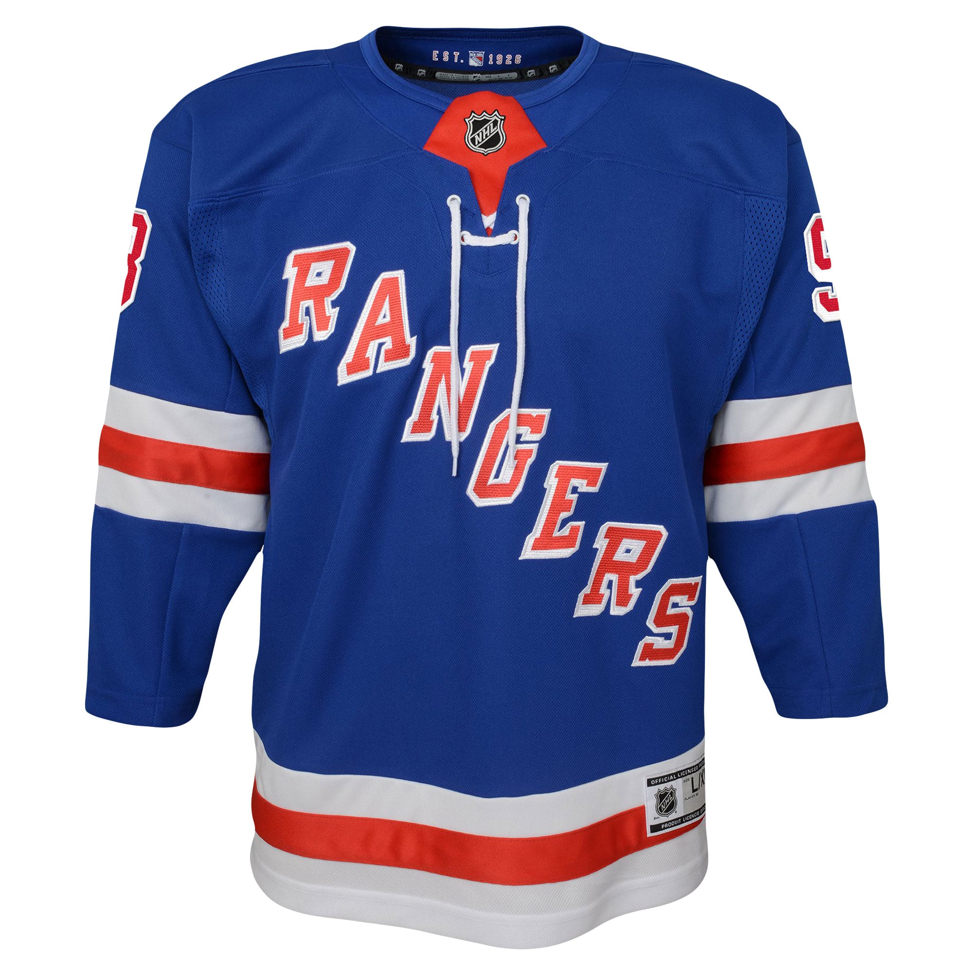 Mika Zibanejad New York Rangers Youth Home Premier Player Jersey - Blue - Image 3