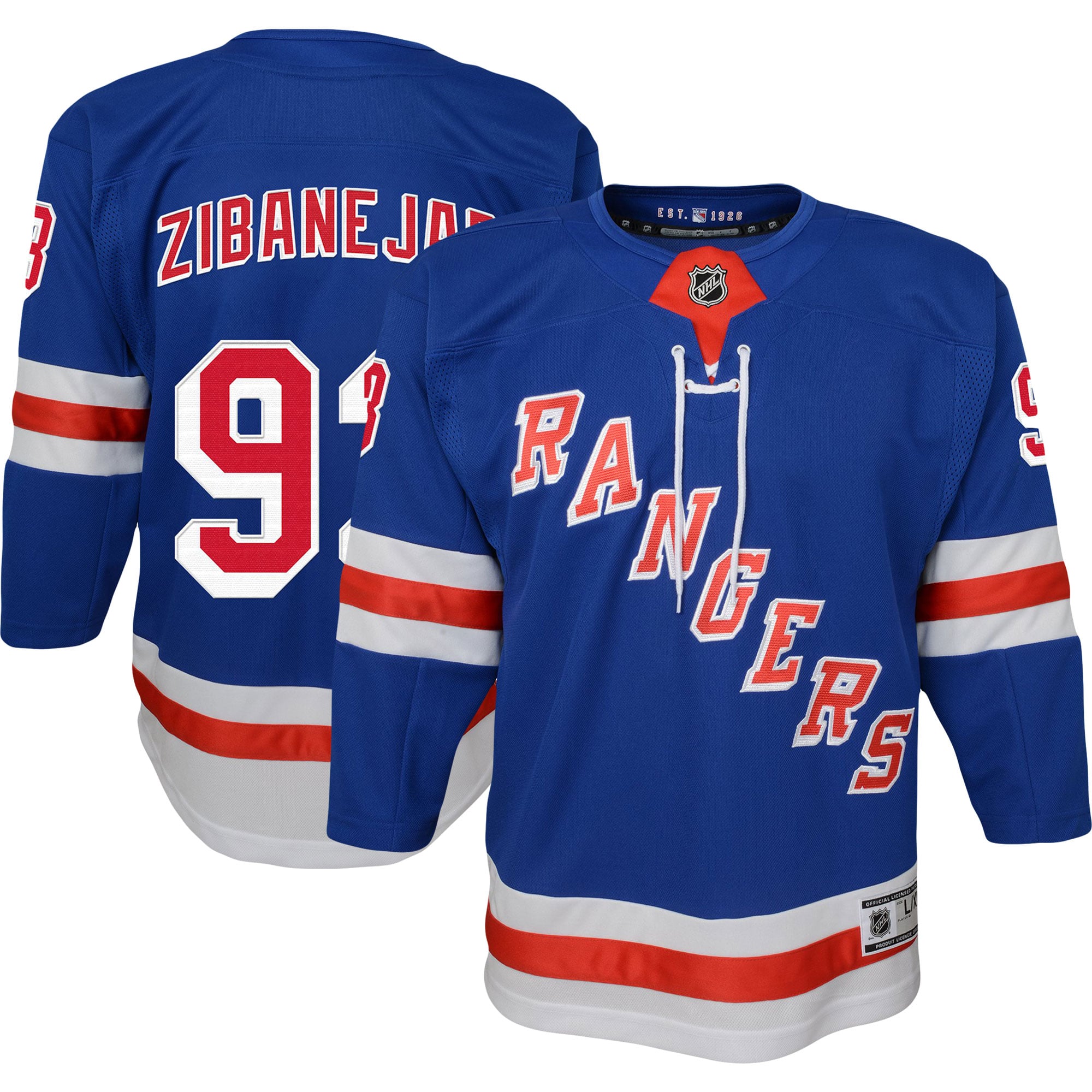 Mika Zibanejad New York Rangers Youth Home Premier Player Jersey - Blue - Image 2