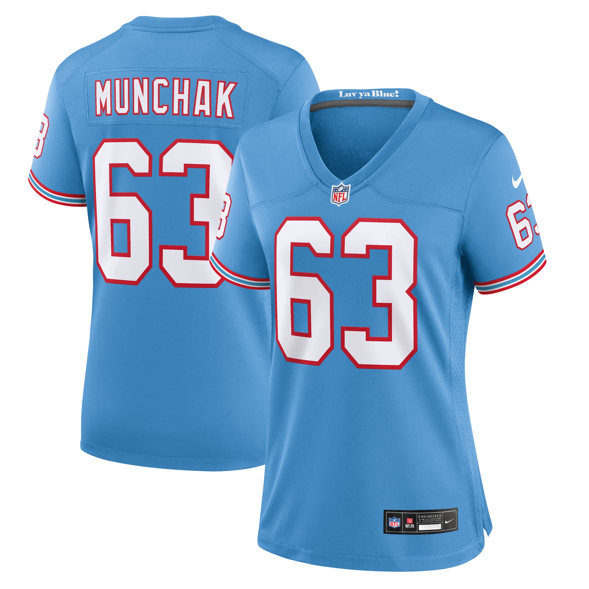 Mike Munchak Tennessee Titans Women's Oilers Throwback Retired Player Game Jersey - Light Blue - Image 2