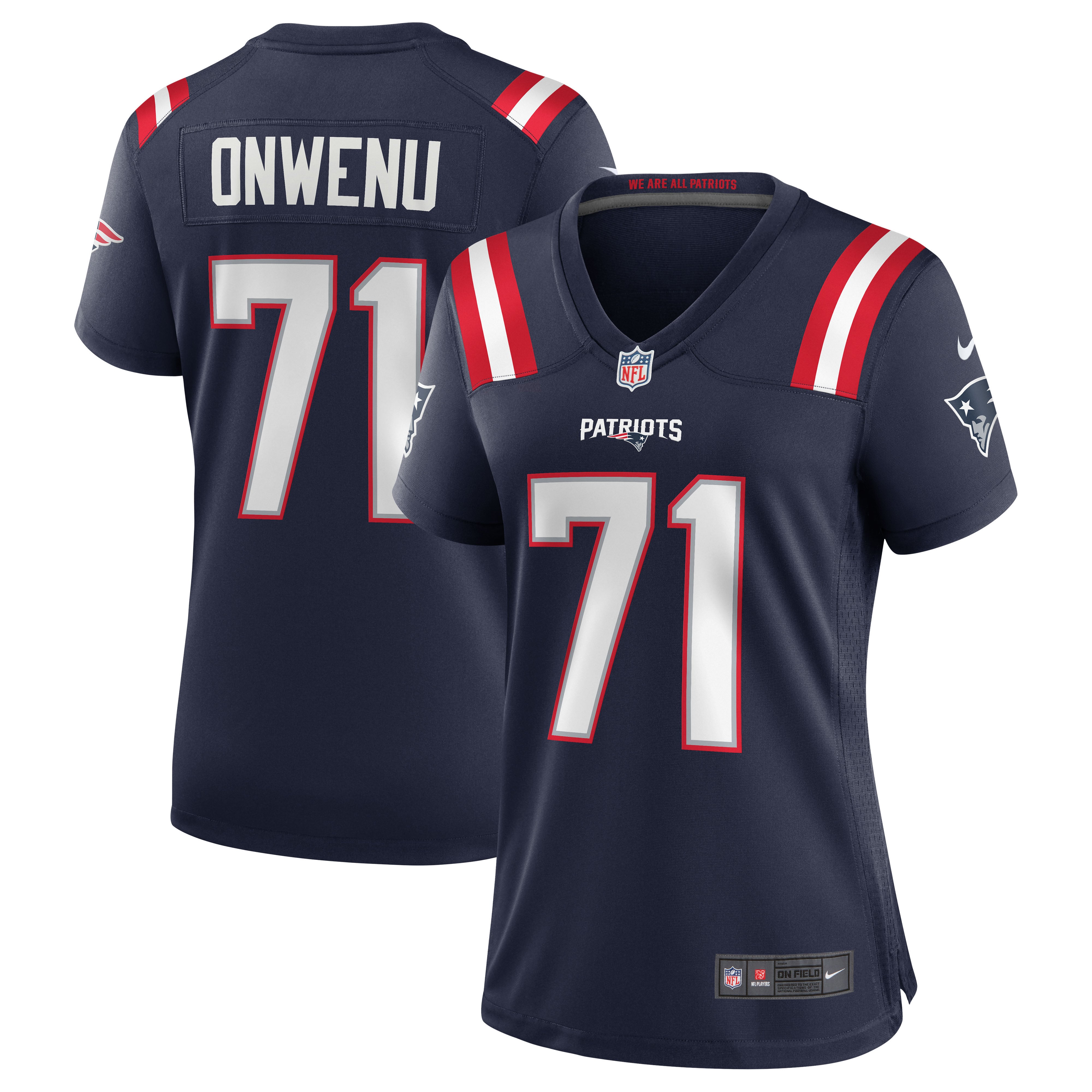 Mike Onwenu New England Patriots Women's Game Jersey - Navy - Image 2