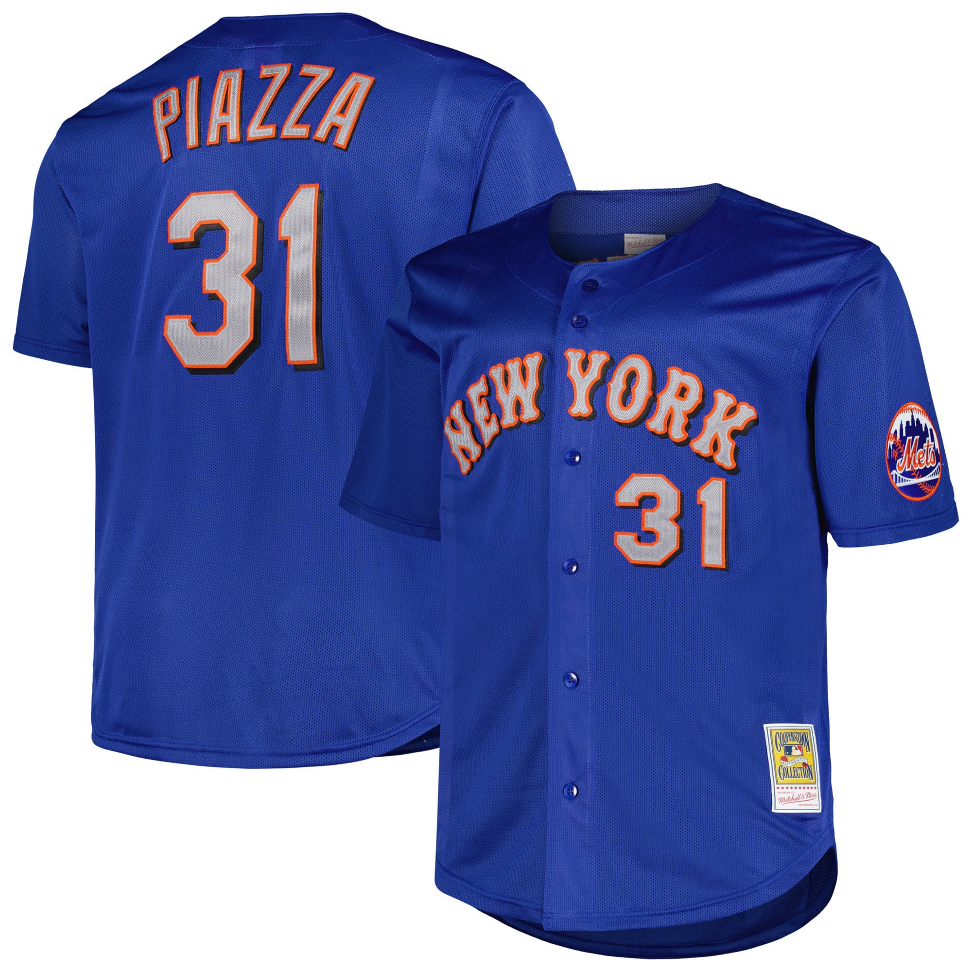 Mike Piazza New York Mets Big & Tall Cooperstown Mesh Batting Practice Jersey - Royal