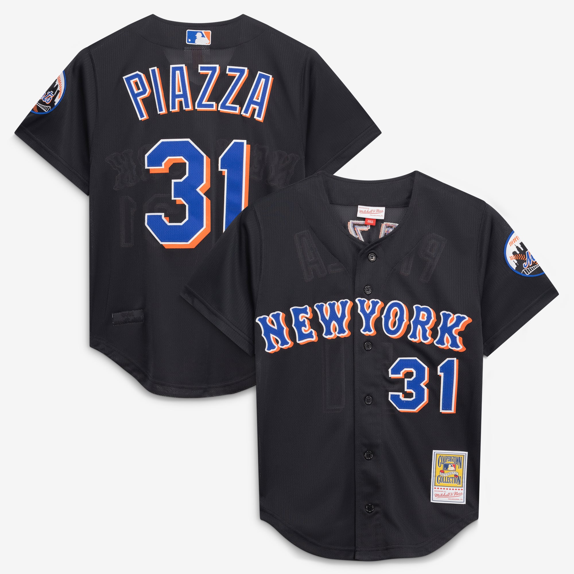Mike Piazza New York Mets Cooperstown Collection 2000 Batting Practice Jersey - Black - Image 2
