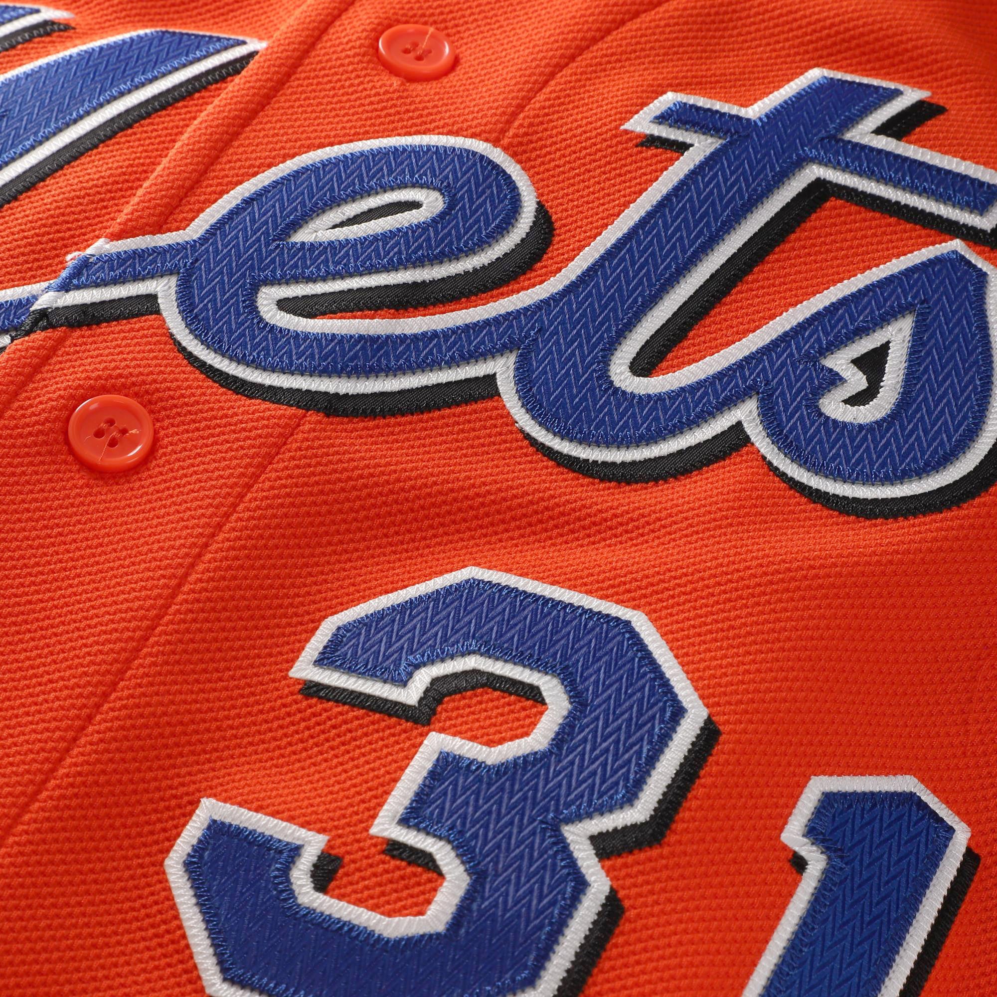 Mike Piazza New York Mets Cooperstown Collection Mesh Batting Practice Button-Up Jersey - Orange - Dark Orange - Image 5