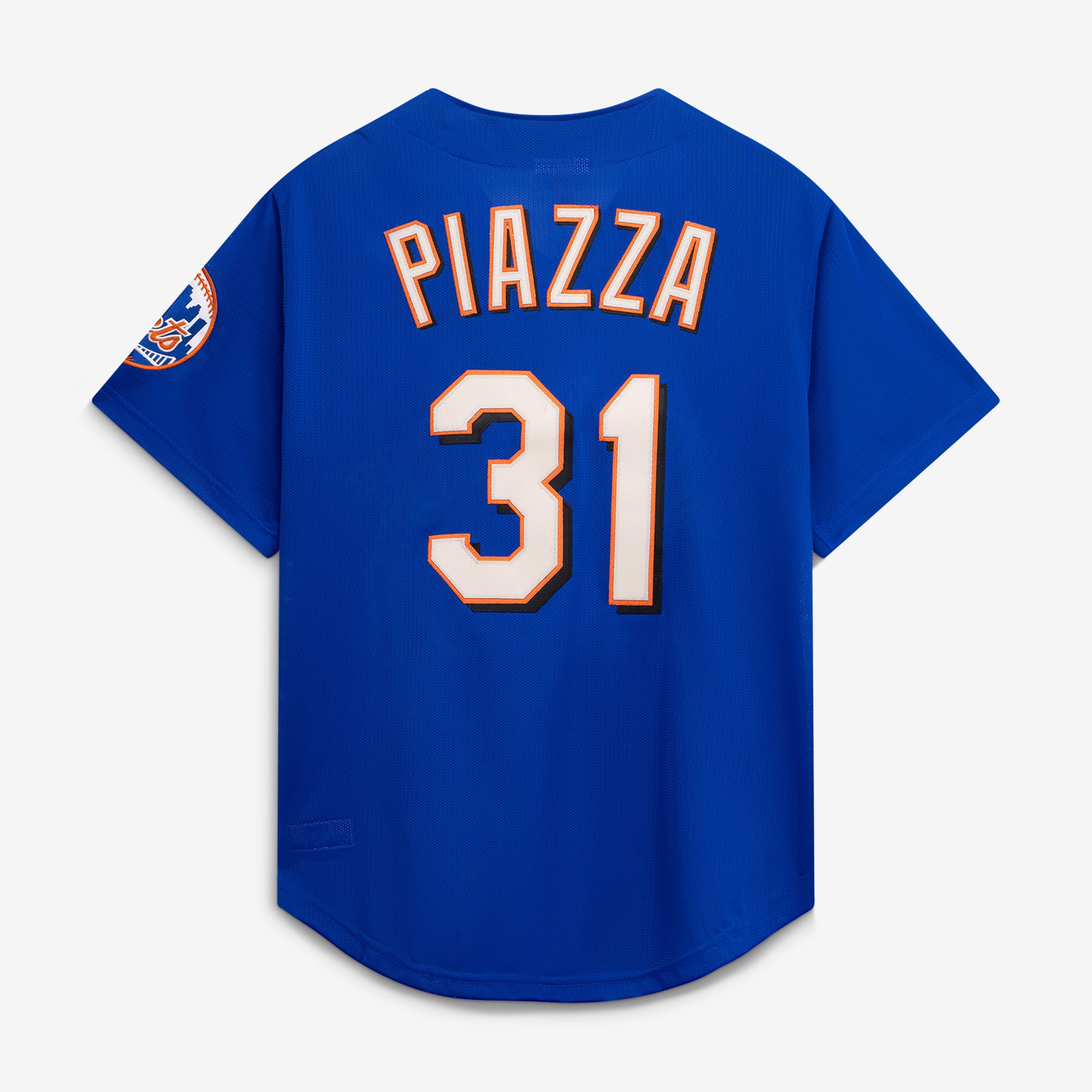 Mike Piazza New York Mets Cooperstown Collection Mesh Batting Practice Button-Up Jersey - Orange - Royal - Image 4