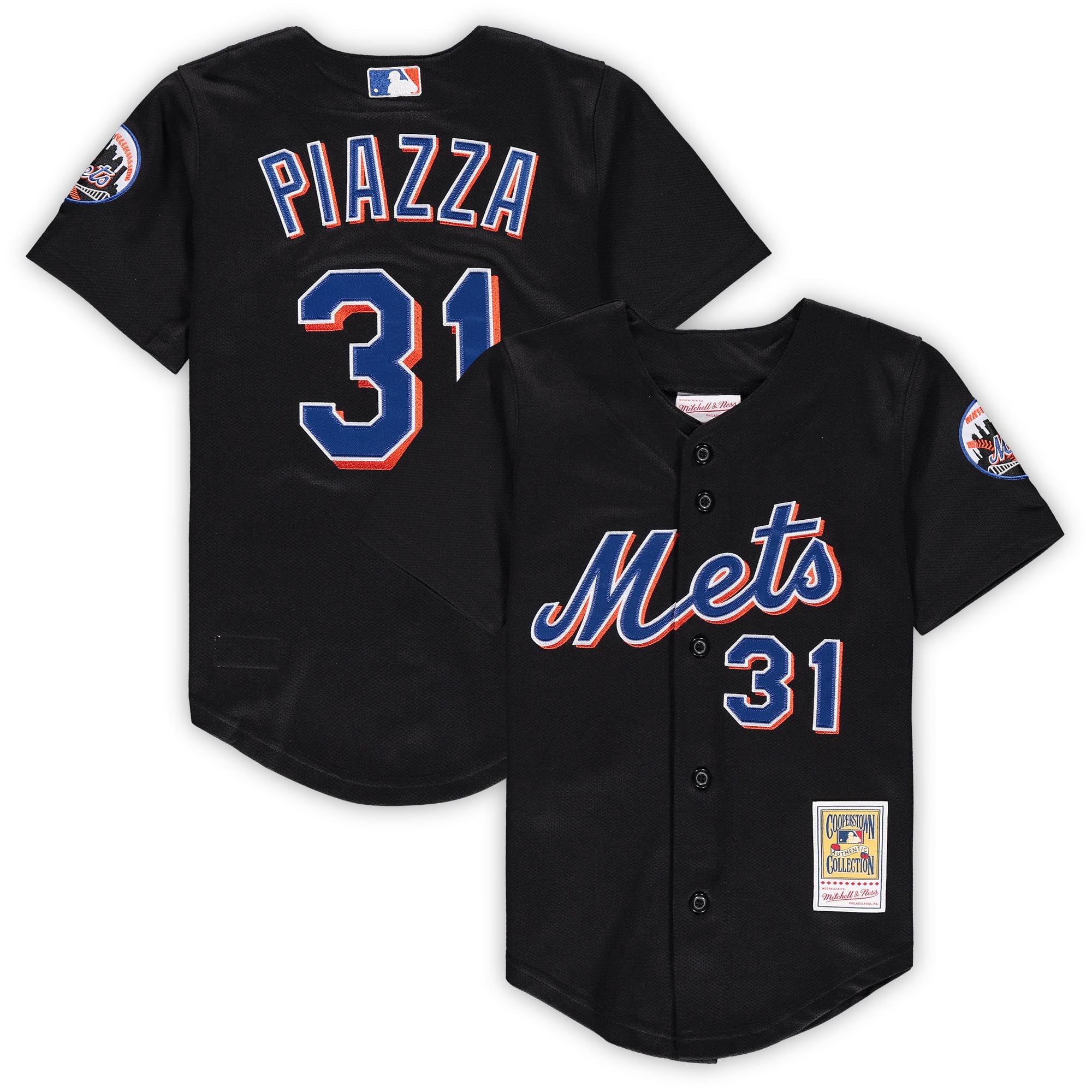 Mike Piazza New York Mets Preschool & Toddler Cooperstown Collection Mesh Jersey - Black - Image 2
