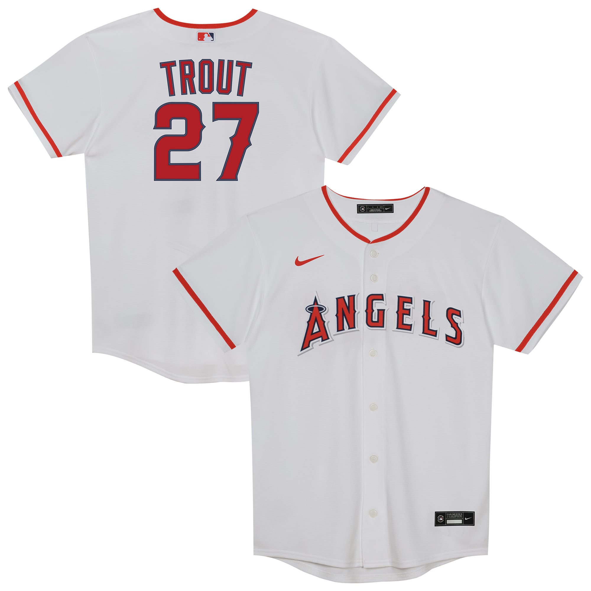 Mike Trout Los Angeles Angels Preschool Home Player Jersey - White - Image 2