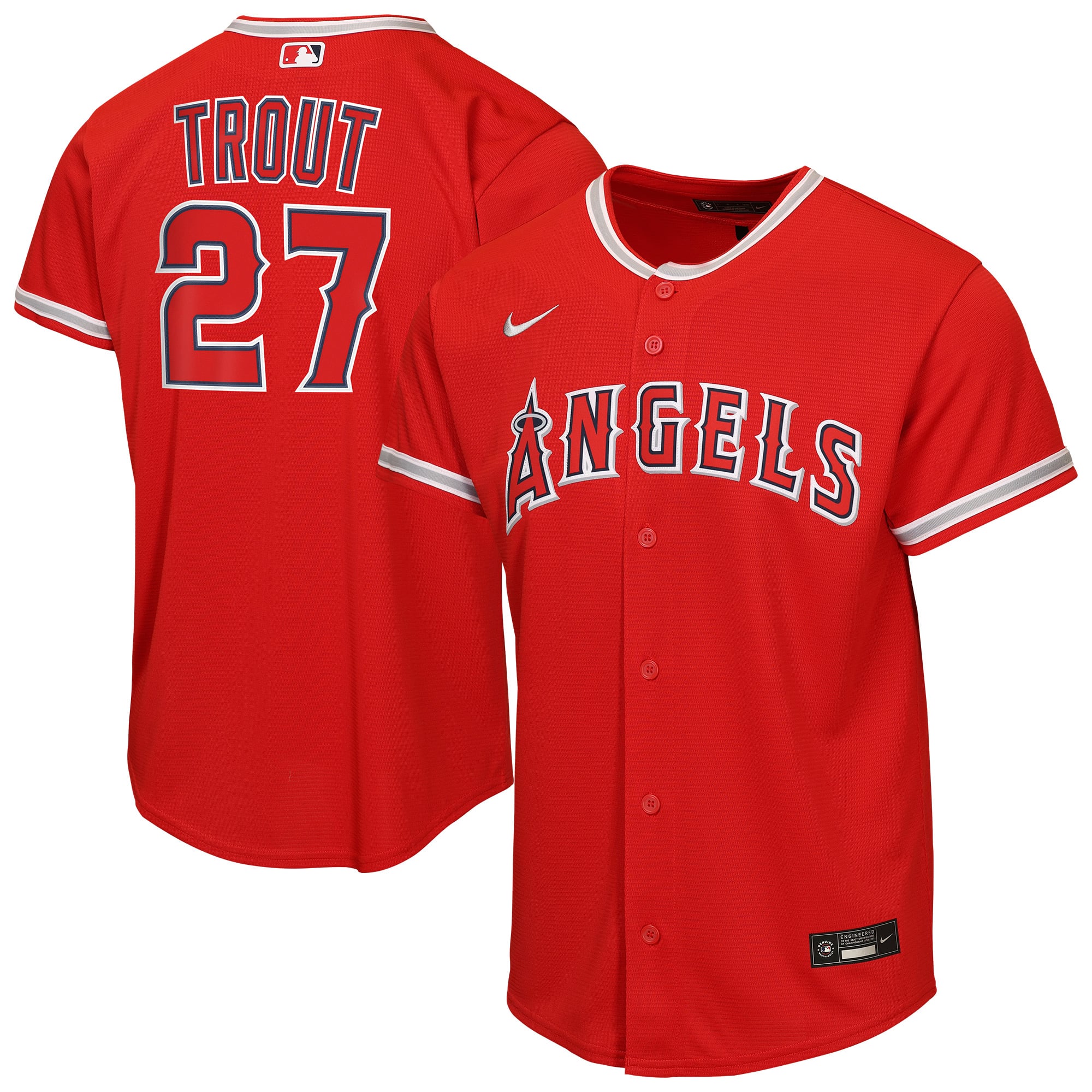 Mike Trout Los Angeles Angels Youth Alternate Jersey - Red - Image 2
