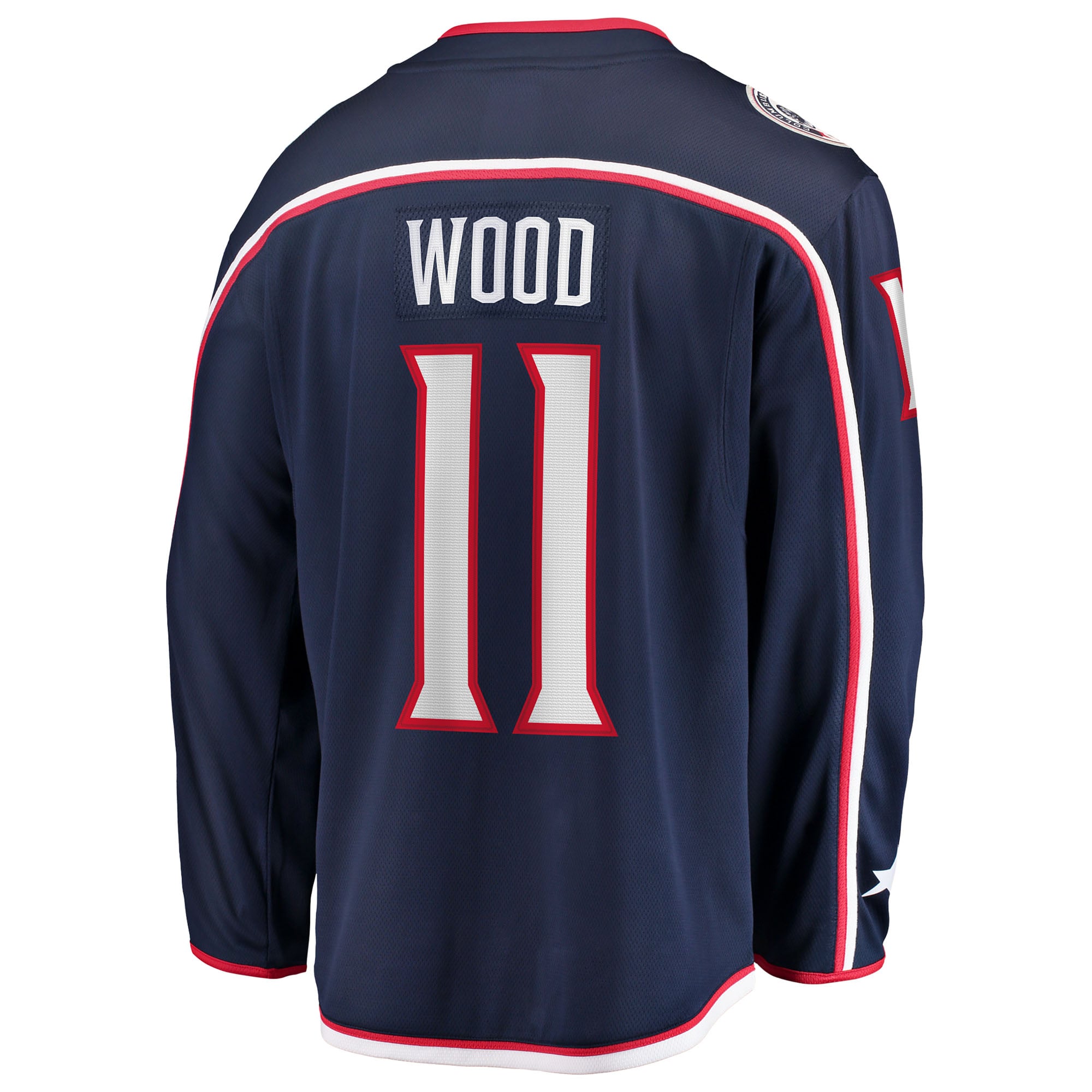 Miles Wood Columbus Blue Jackets Home Breakaway Jersey - Navy - Image 4