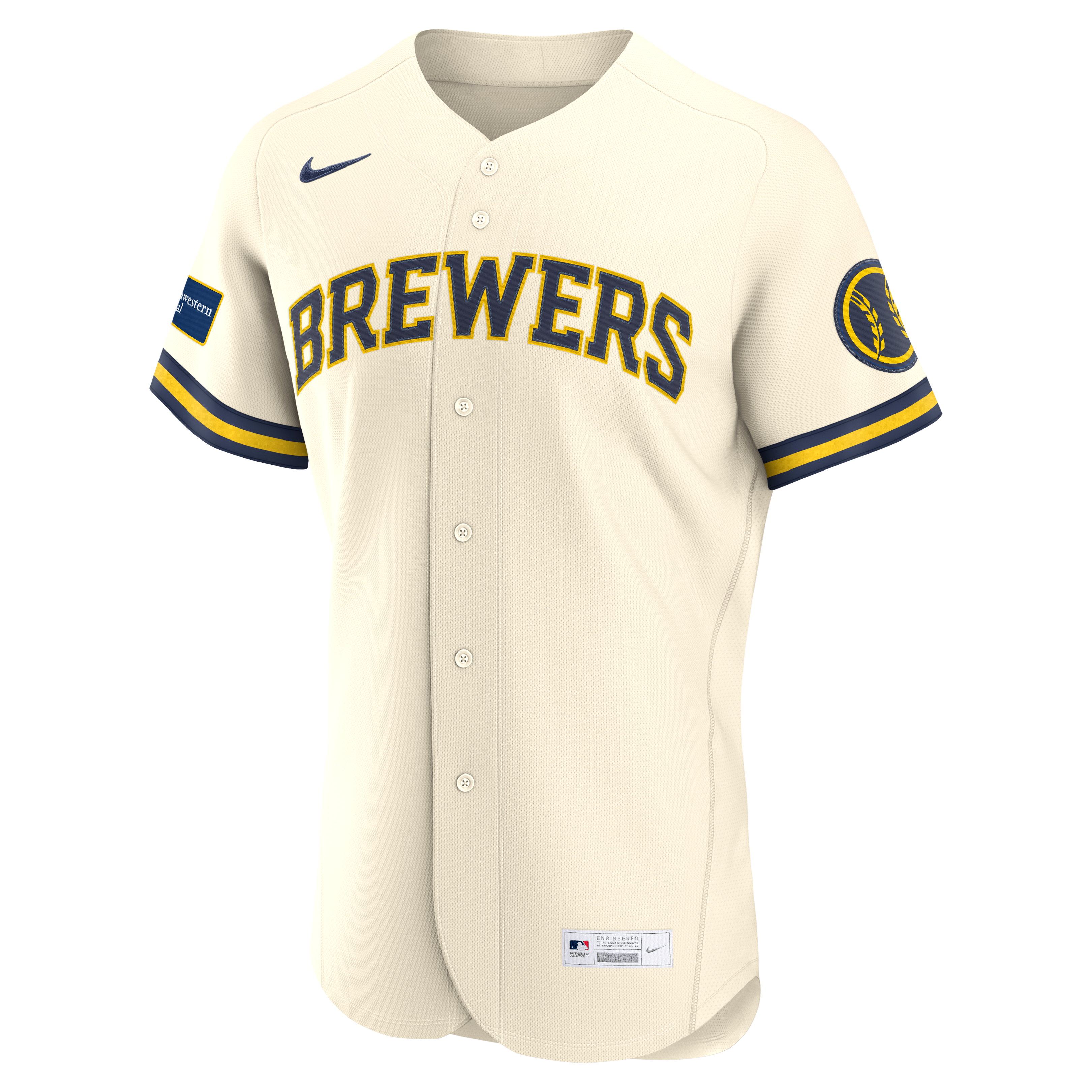 Milwaukee Brewers Home Sponsor Patch Jersey - Cream - Image 3
