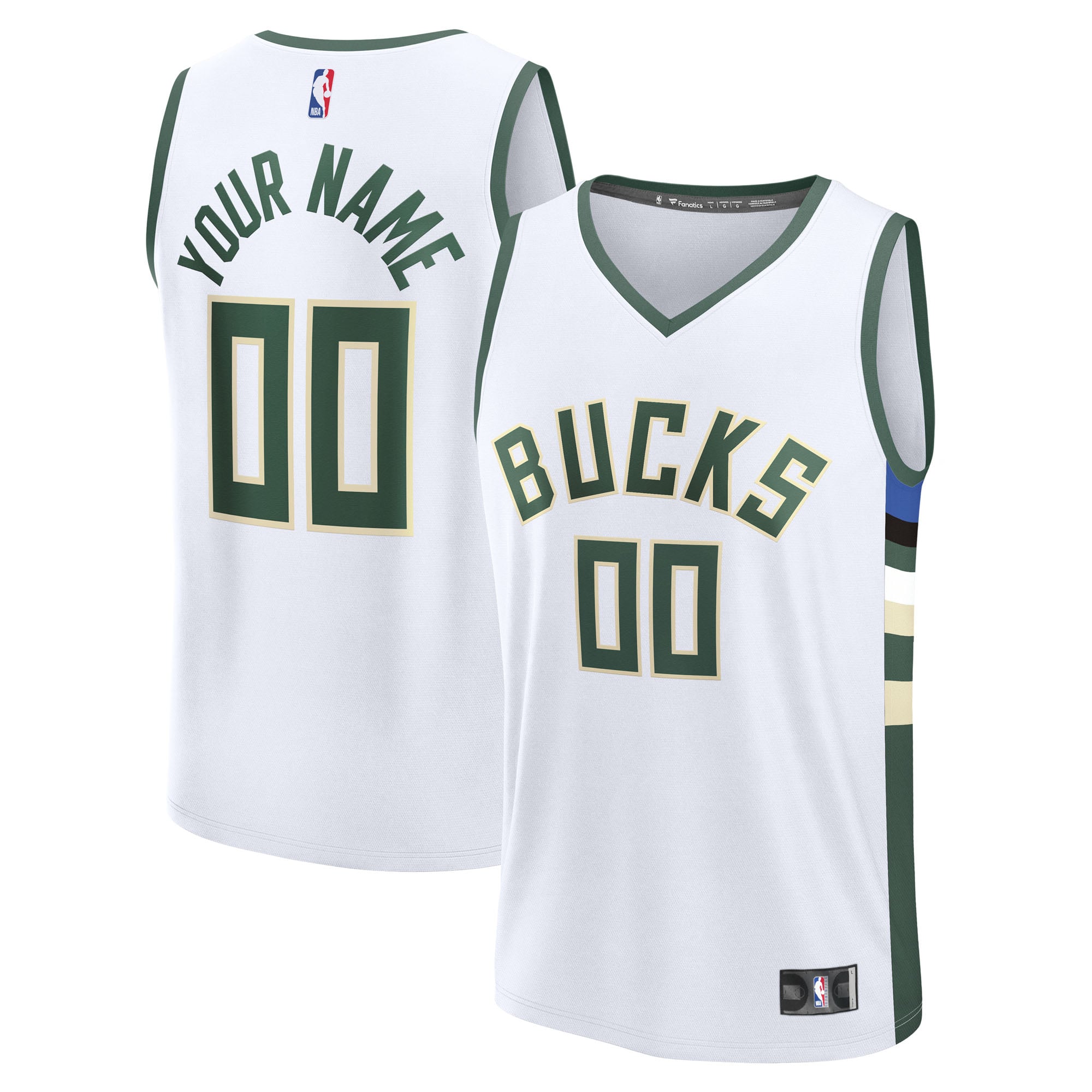 Milwaukee Bucks Youth Fast Break Custom Jersey - White - Association Edition - White - Image 2