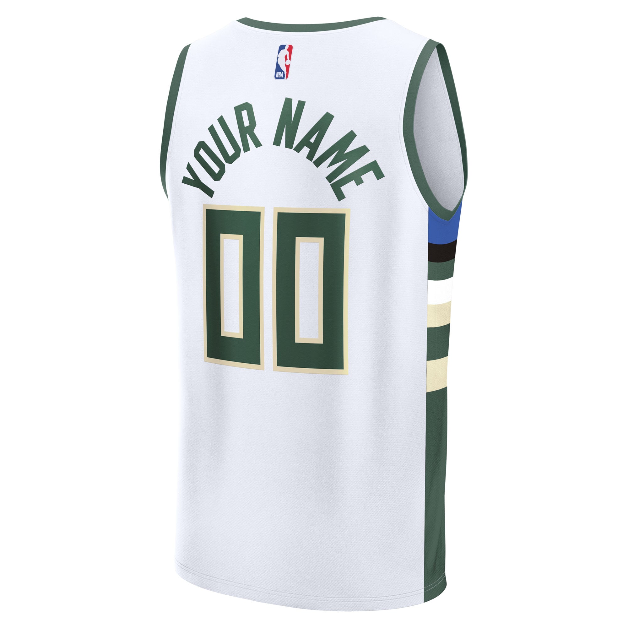 Milwaukee Bucks Youth Fast Break Custom Jersey - White - Association Edition - White - Image 4
