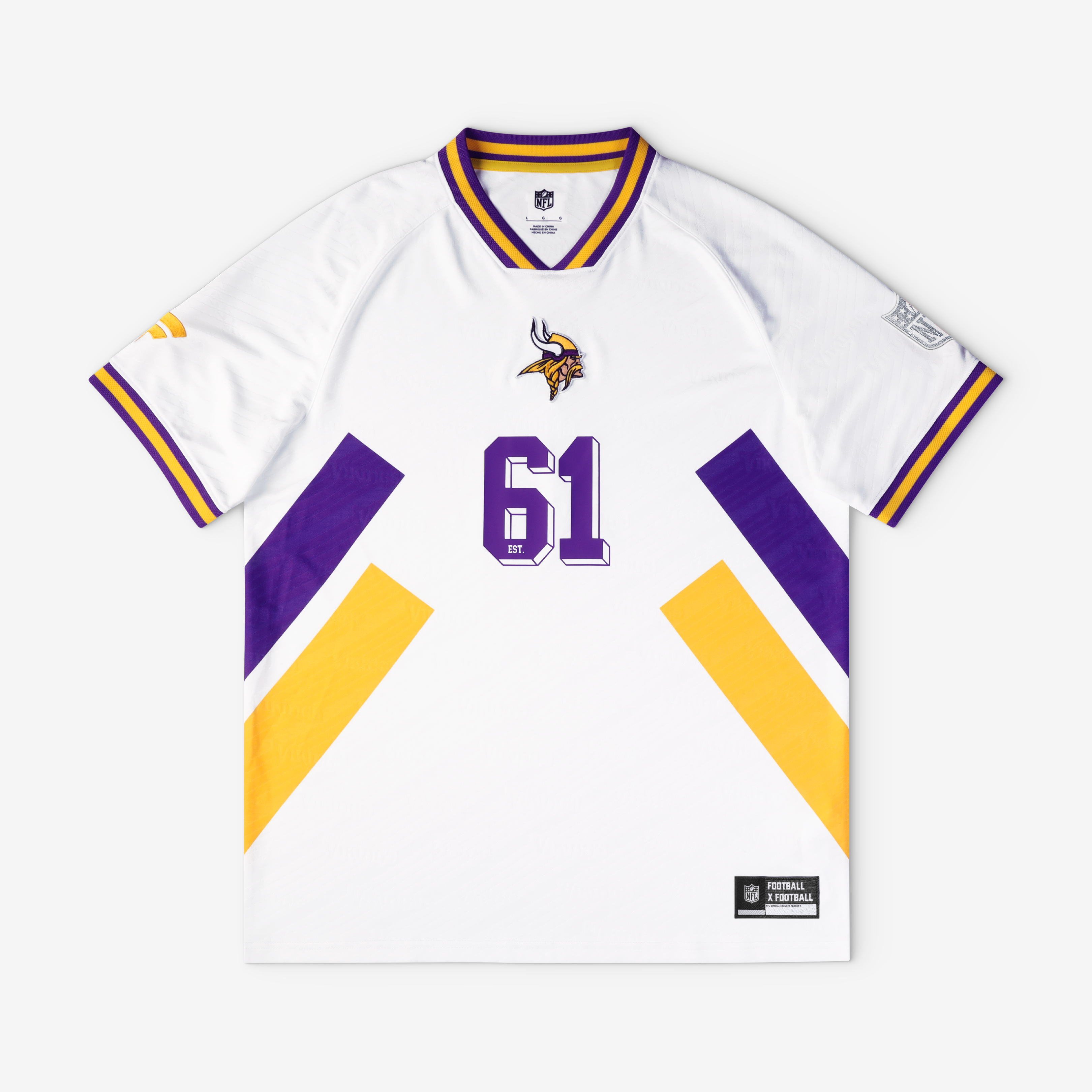 Minnesota Vikings Youth Football x Football V-Neck Fan Top - White - Image 2