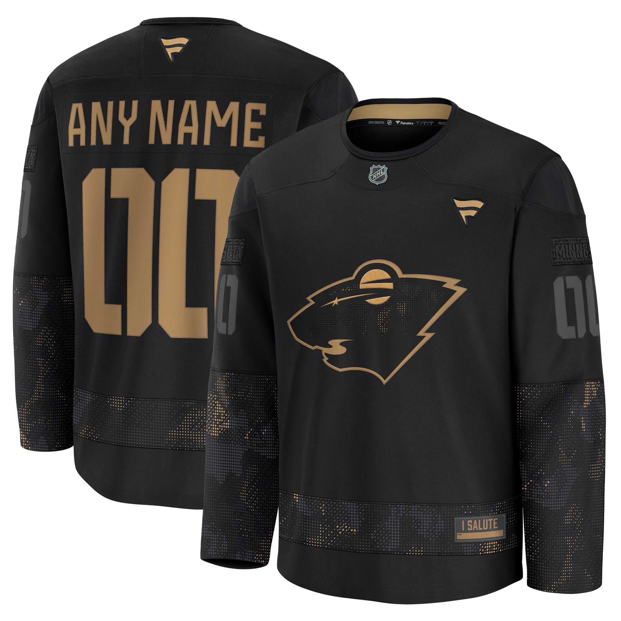 Minnesota Wild 2024 Military Appreciation Custom Practice Jersey - Black