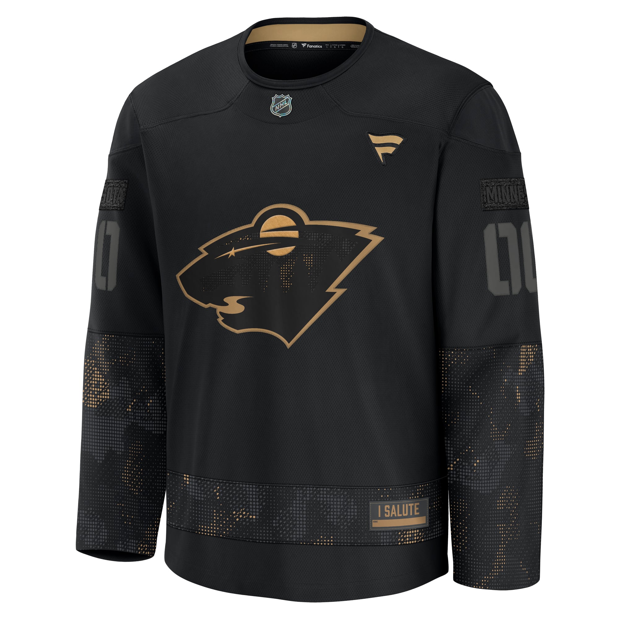Minnesota Wild 2024 Military Appreciation Custom Practice Jersey - Black - Image 3