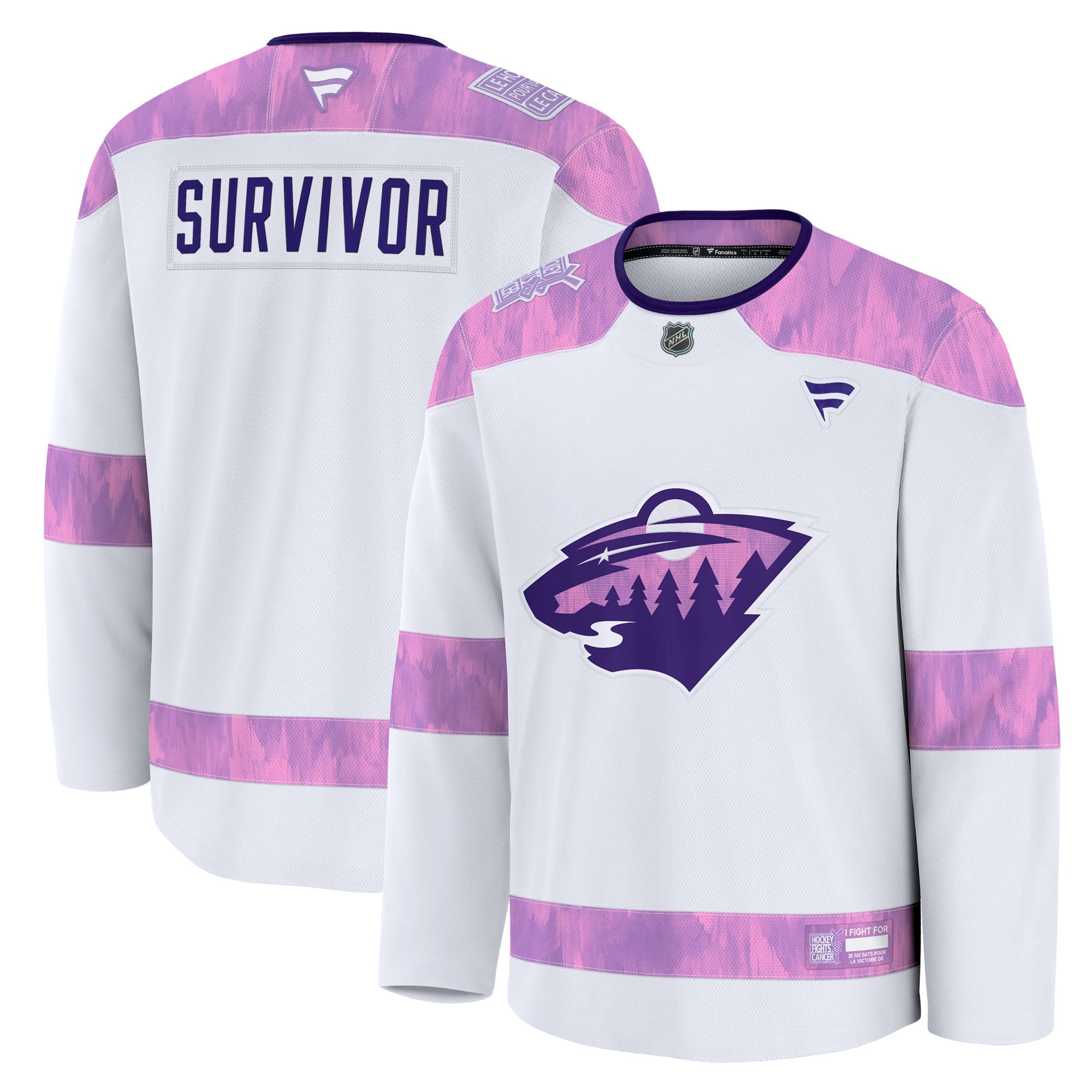 Minnesota Wild Hockey Fights Cancer Survivor Practice Jersey - White - Image 2