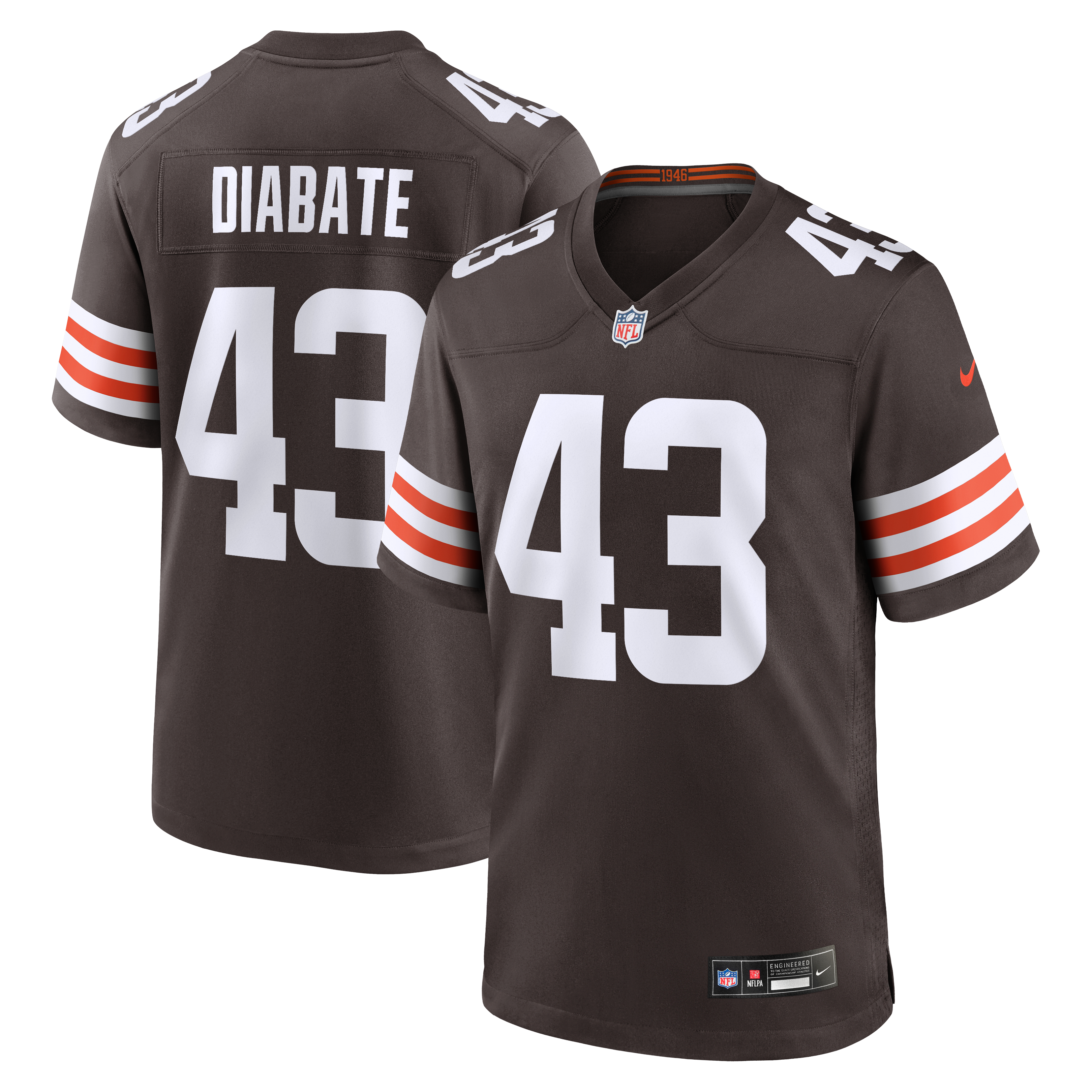 Mohamoud Diabate Cleveland Browns Team Game Jersey - Brown - Image 2