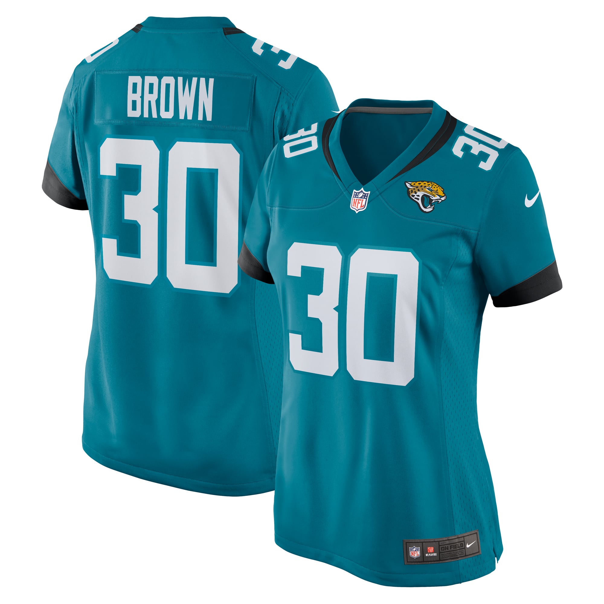 Montaric Brown Jacksonville Jaguars Women's Game Player Jersey - Teal - Image 2