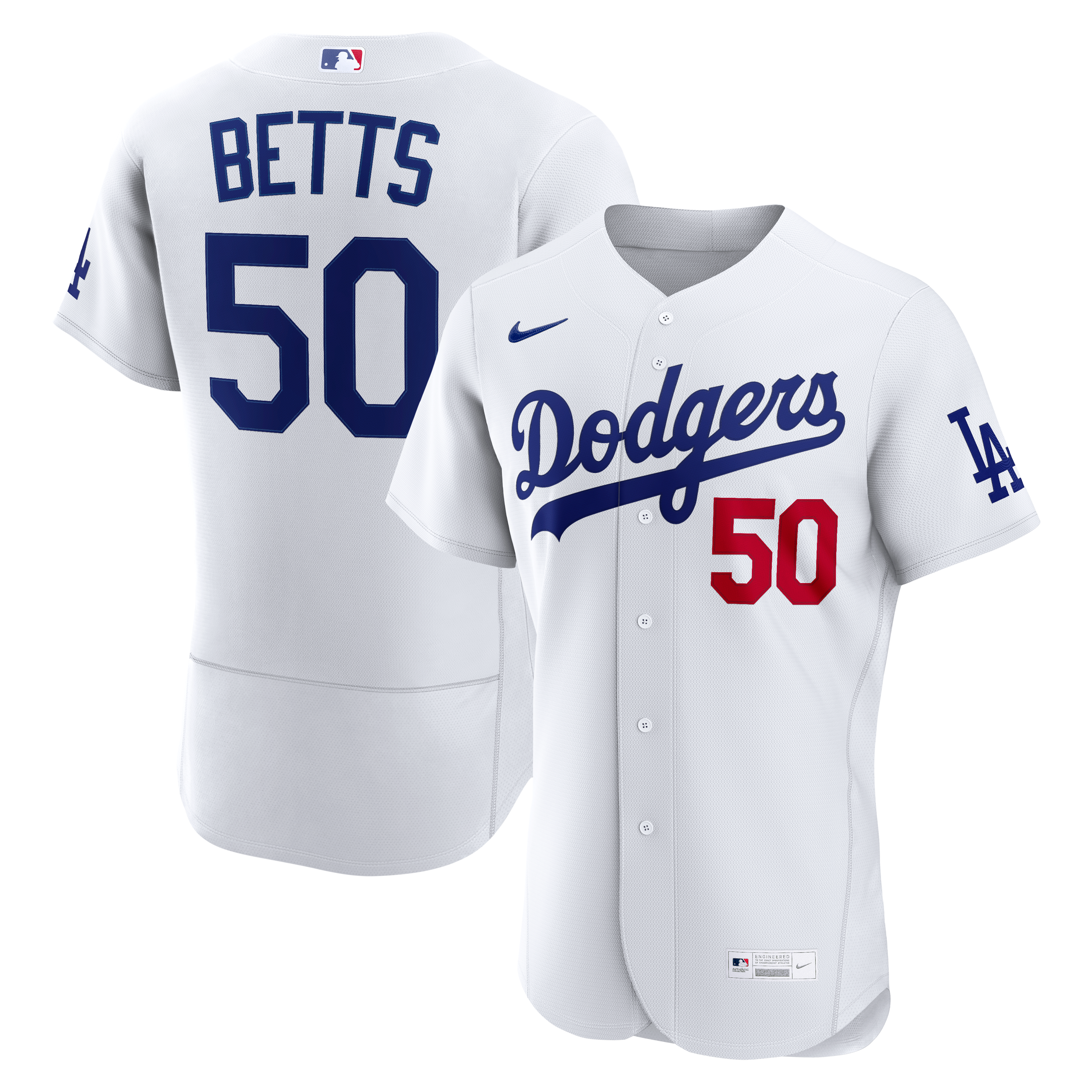 Mookie Betts Los Angeles Dodgers Home Jersey - White - Image 2