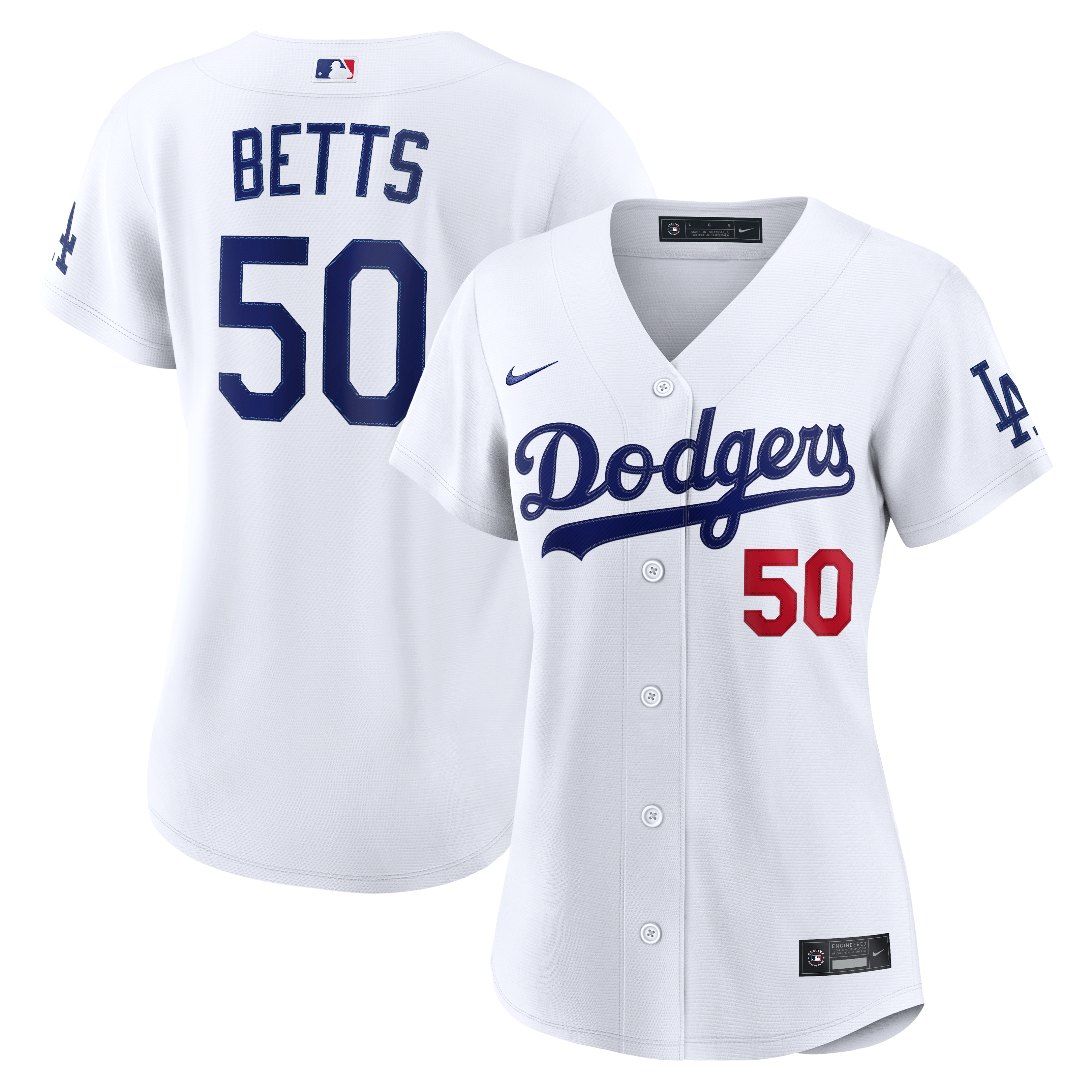 Mookie Betts Los Angeles Dodgers Women's Home Stadium Jersey - White - Image 2