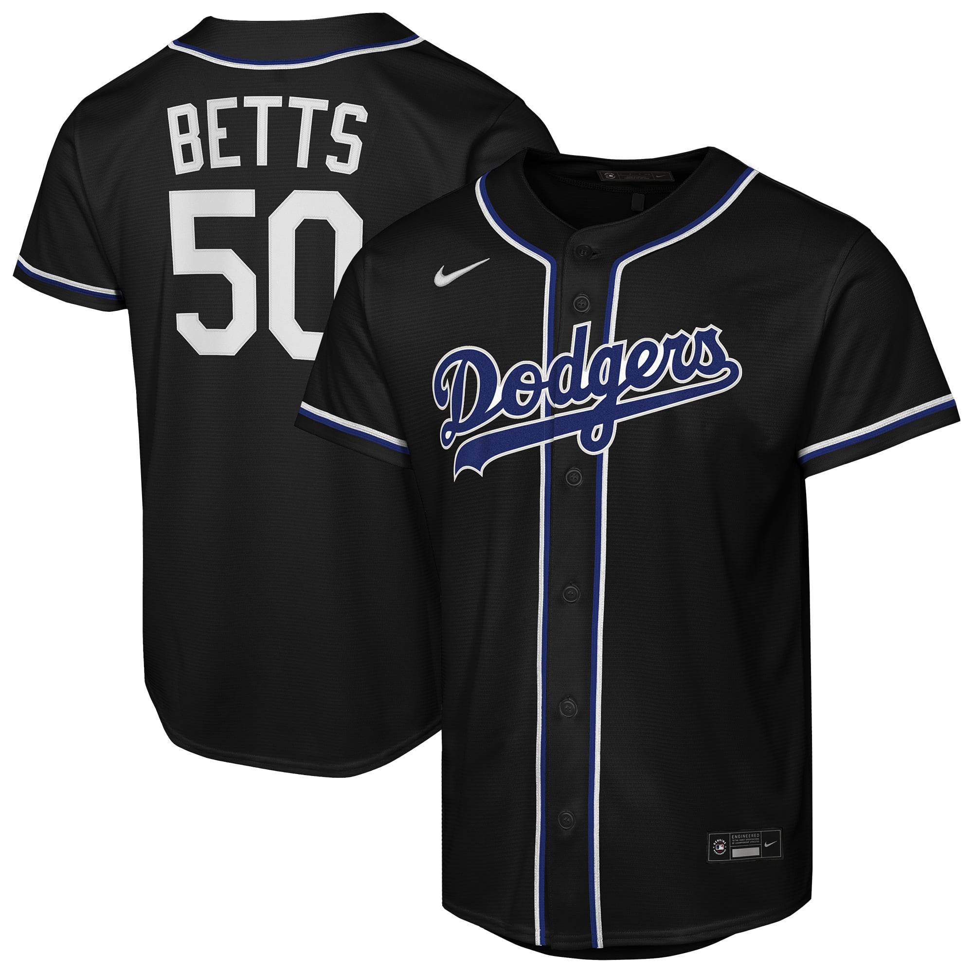Mookie Betts Los Angeles Dodgers Youth Fashion Player Jersey - Black - Image 2