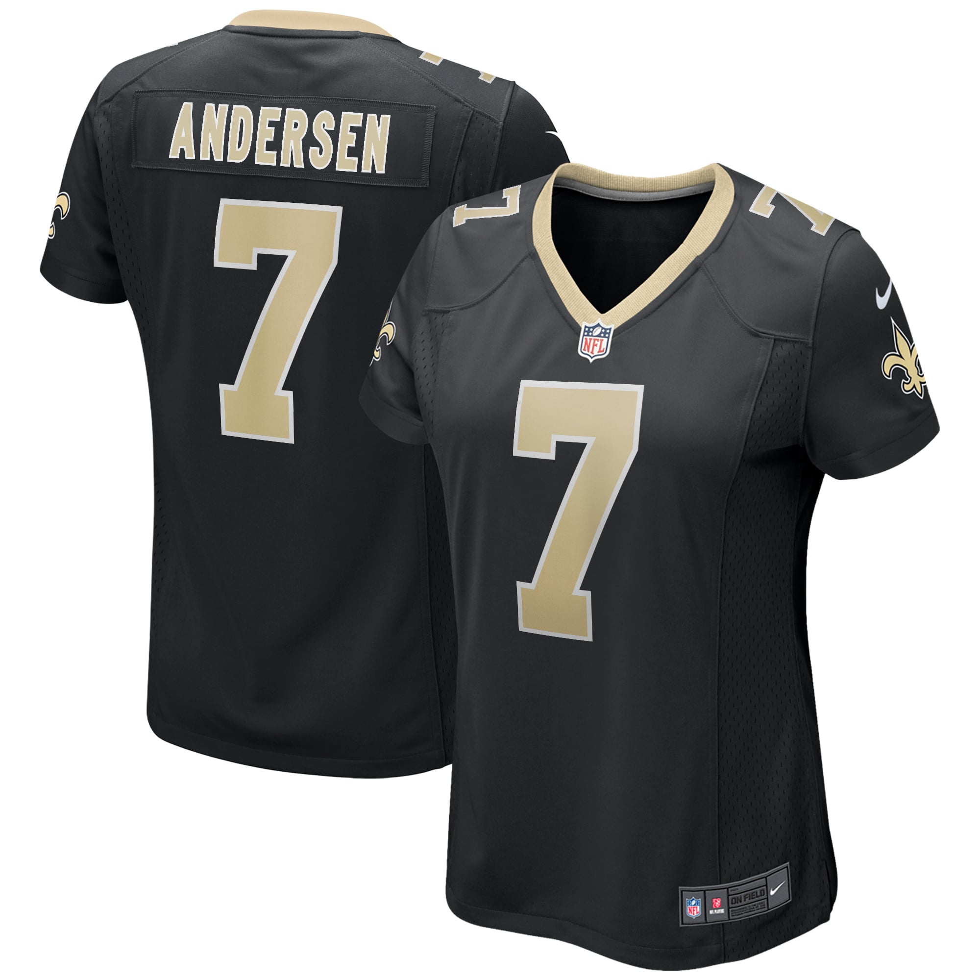 Morten Andersen New Orleans Saints Women's Game Retired Player Jersey - Black - Image 2