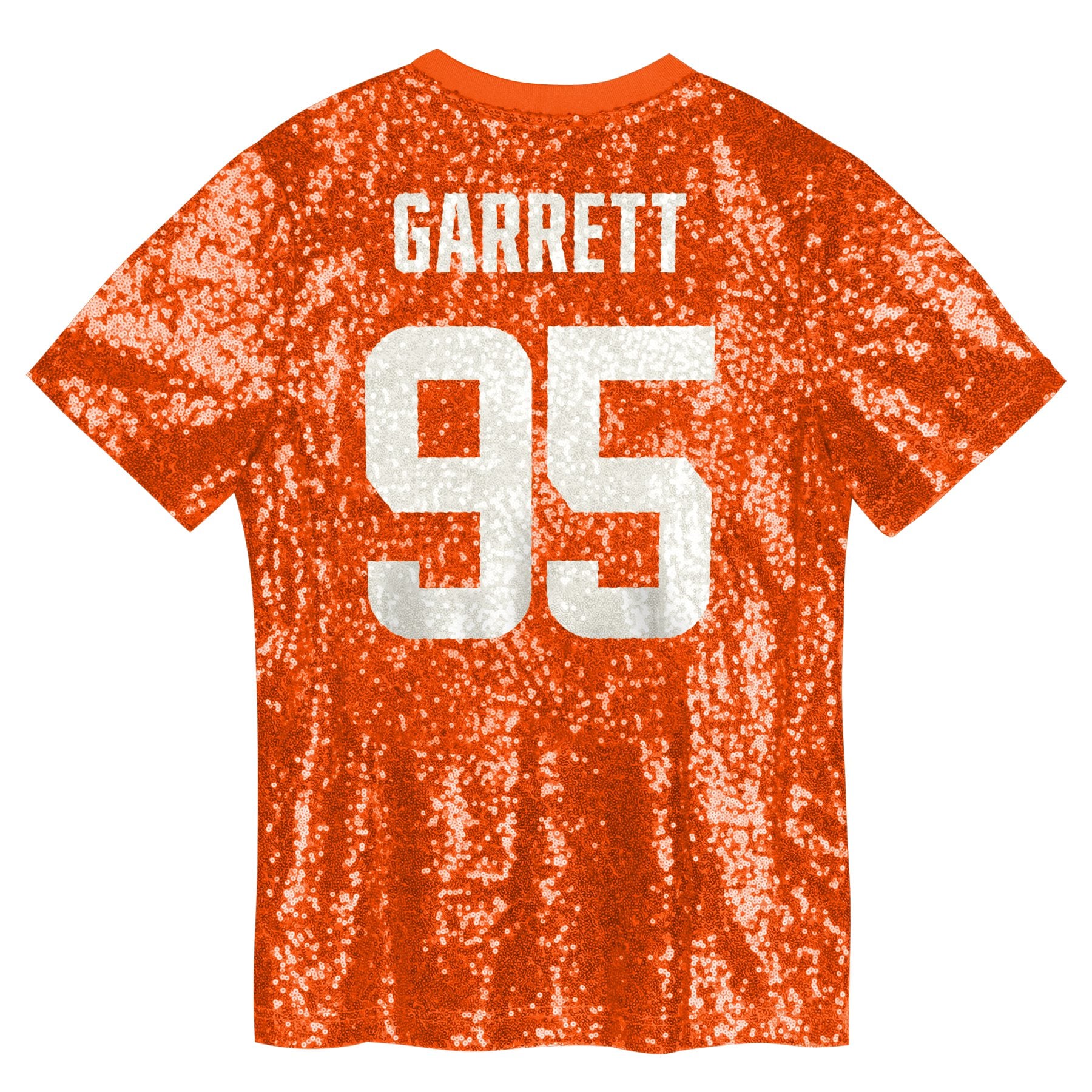 Myles Garrett Cleveland Browns Girls Youth Sequin V-Neck Fashion Jersey - Orange - Image 4