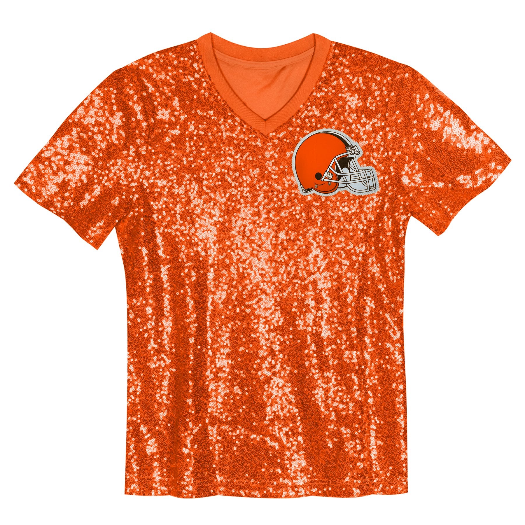 Myles Garrett Cleveland Browns Girls Youth Sequin V-Neck Fashion Jersey - Orange - Image 3