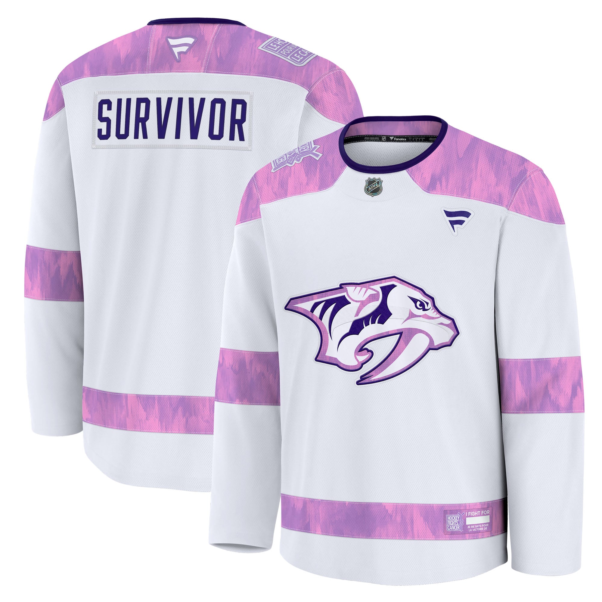 Nashville Predators Hockey Fights Cancer Survivor Practice Jersey - White