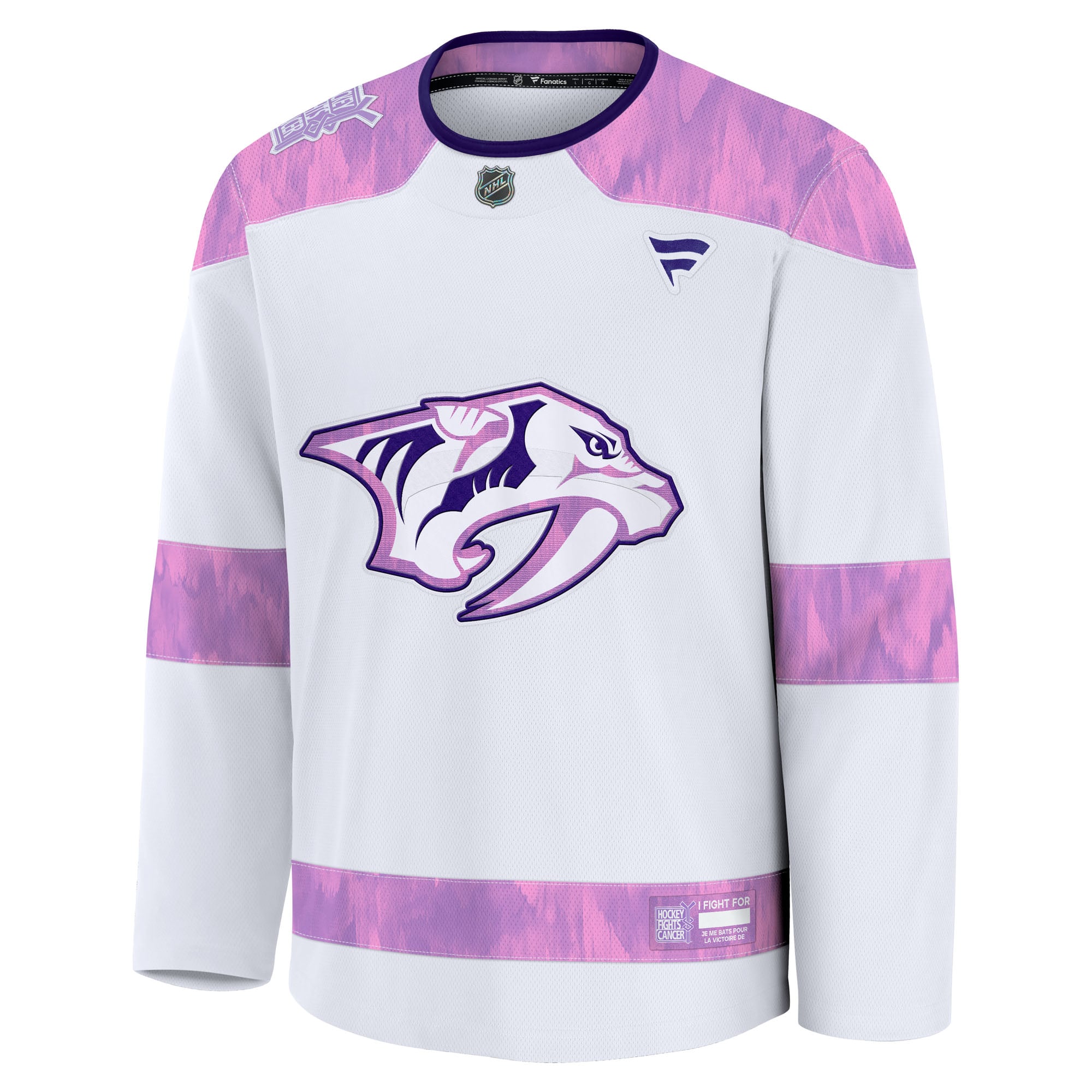 Nashville Predators Hockey Fights Cancer Survivor Practice Jersey - White - Image 3