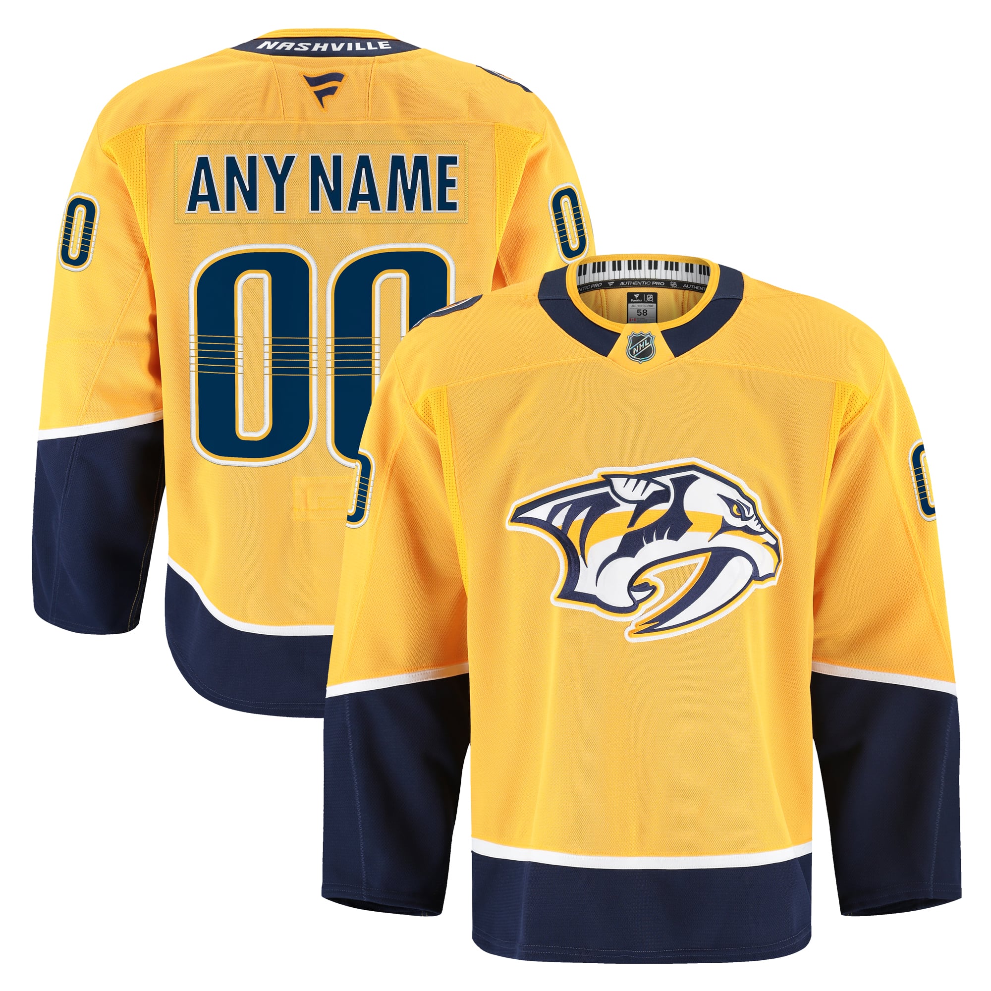 Nashville Predators Home Pro Custom Jersey - Gold - Image 2
