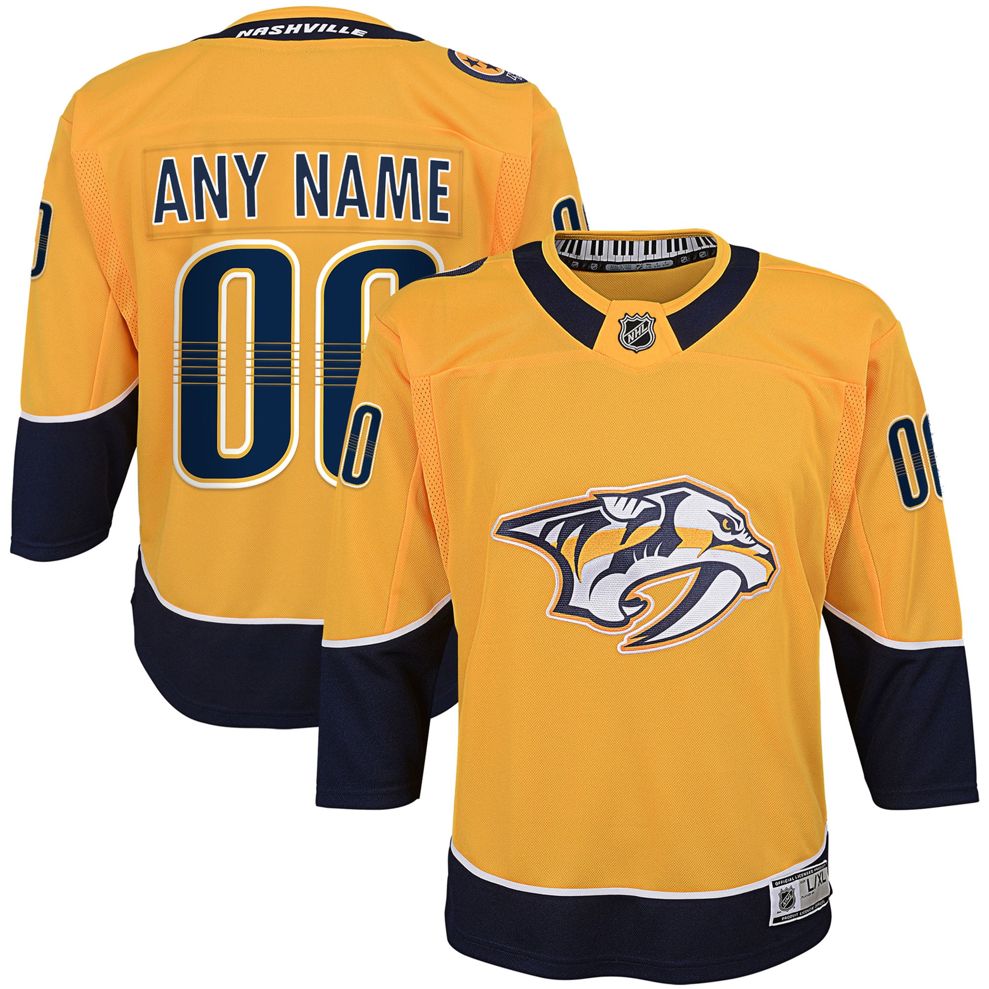 Nashville Predators Youth Home Premier Custom Jersey - Yellow - Image 2