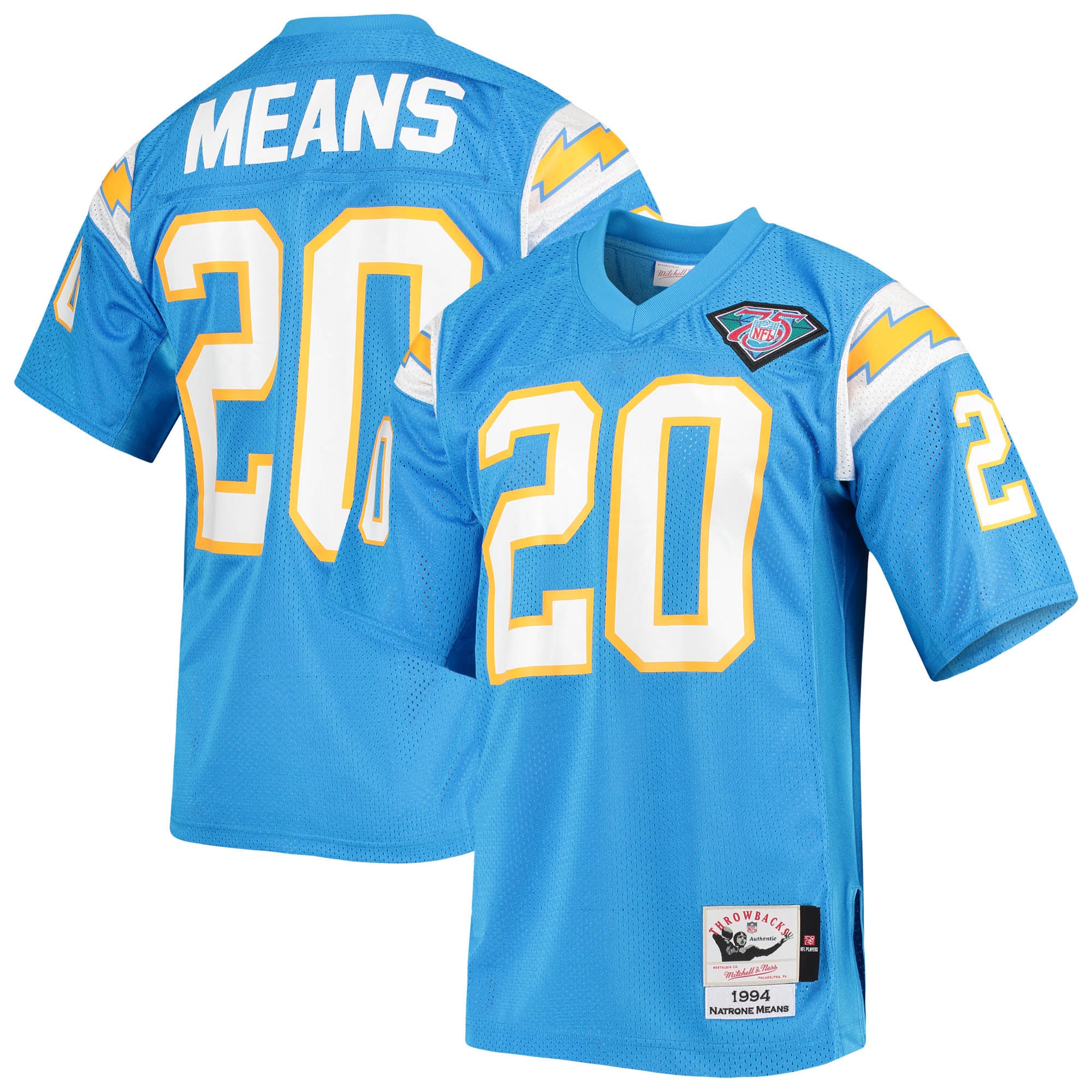 Natrone Means Los Angeles Chargers 1994 Throwback Retired Player Jersey - Powder Blue - Image 2