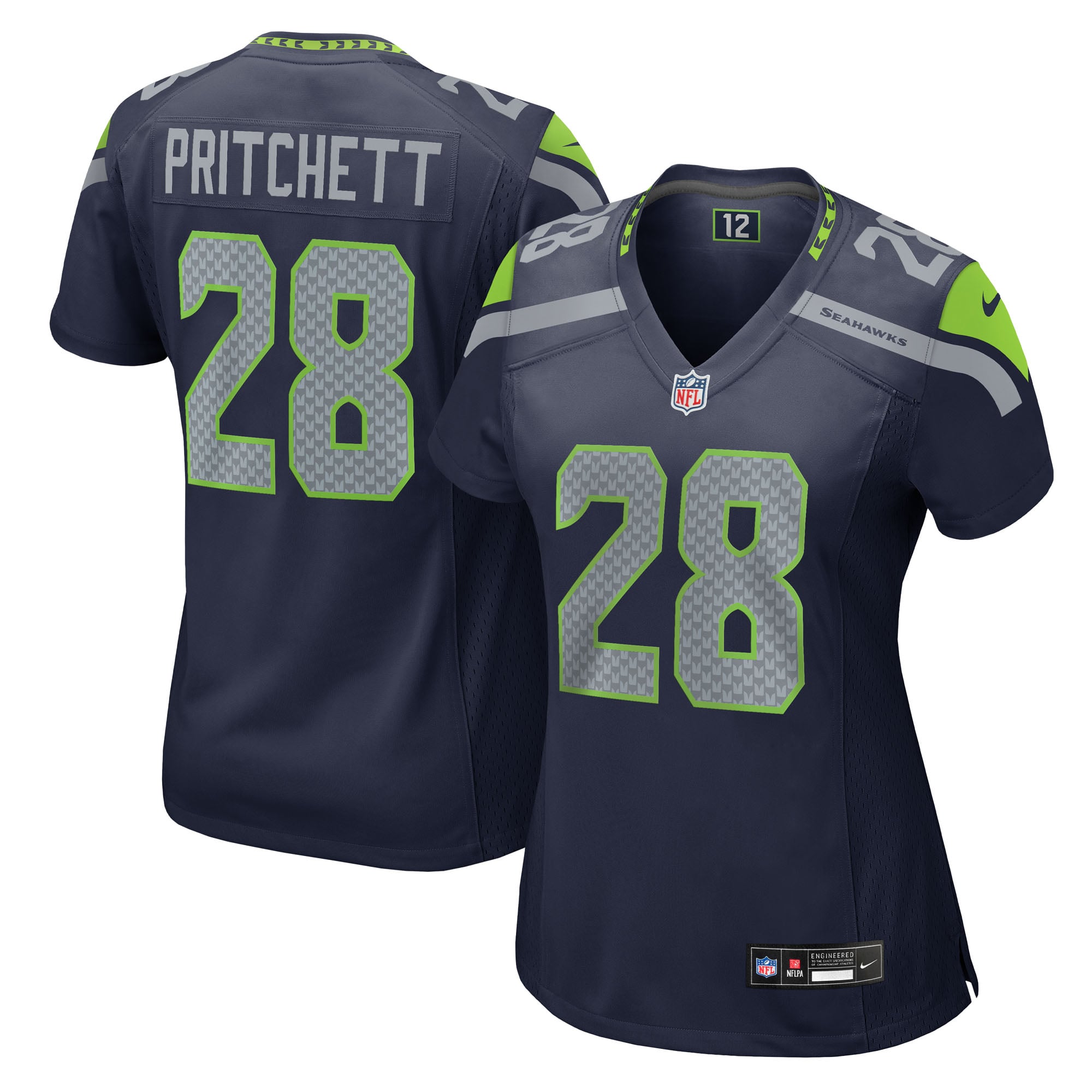Nehemiah Pritchett Seattle Seahawks Women's Team Game Jersey - College Navy - Image 2